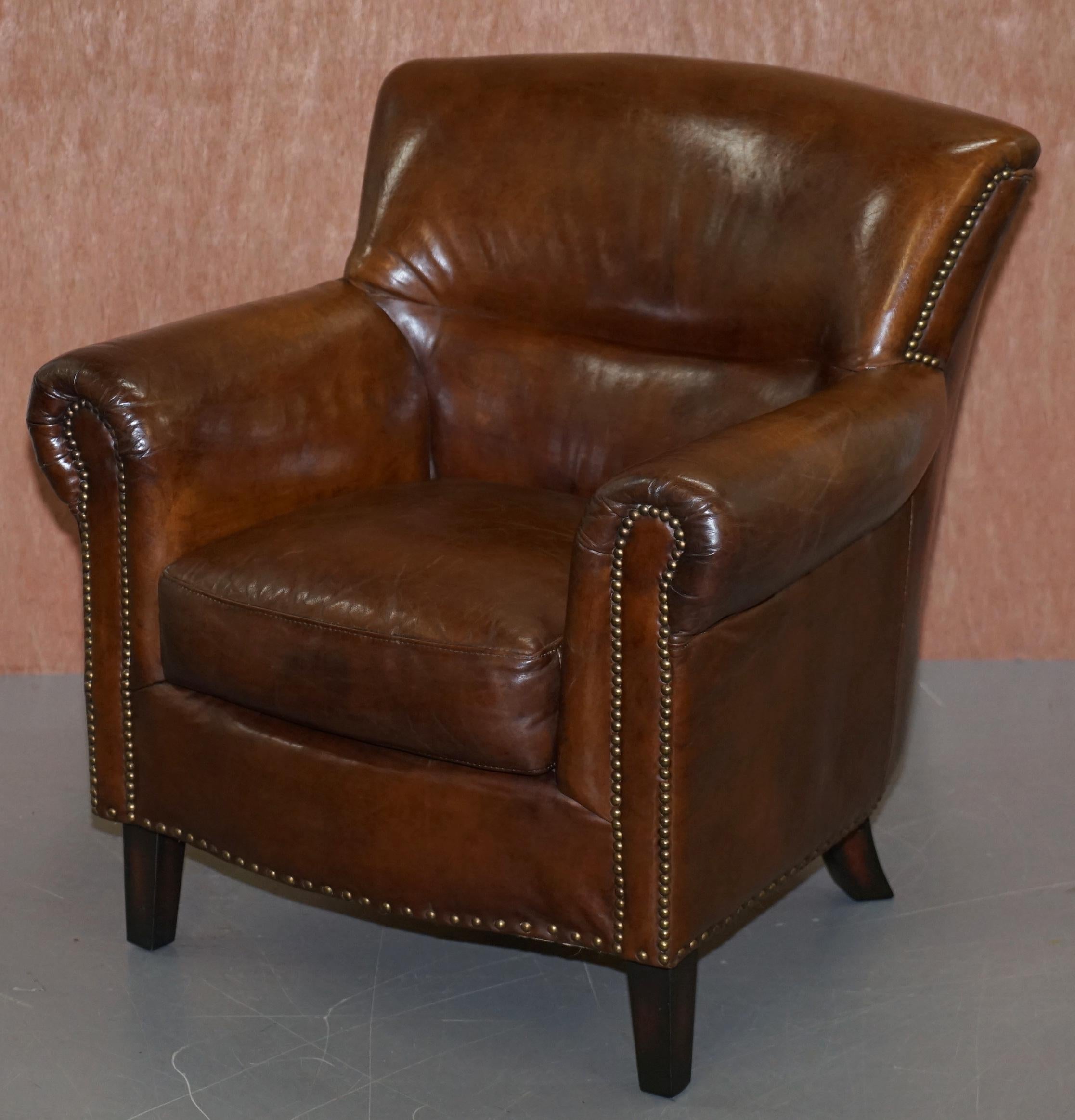 Modern Medium Size Timothy Oulton Halo Brown Leather Armchair Part Large Suite Must See