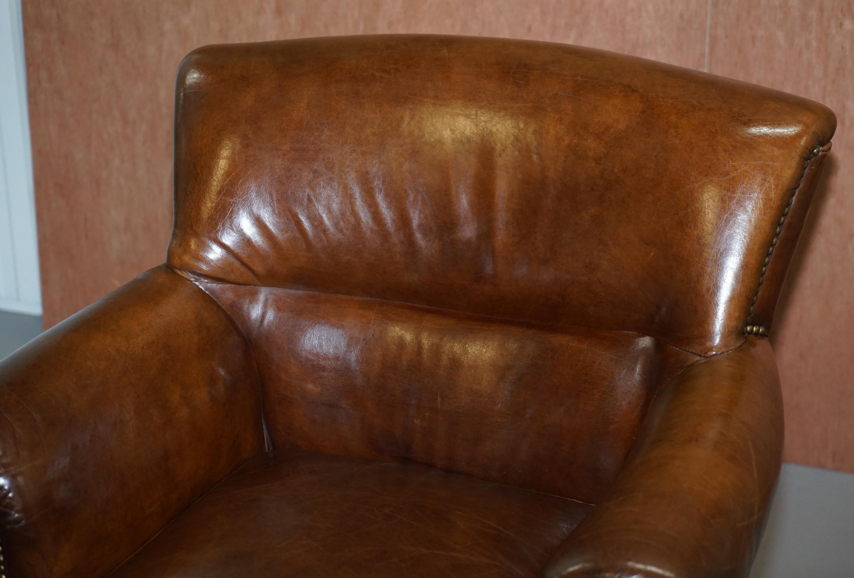English Medium Size Timothy Oulton Halo Brown Leather Armchair Part Large Suite Must See