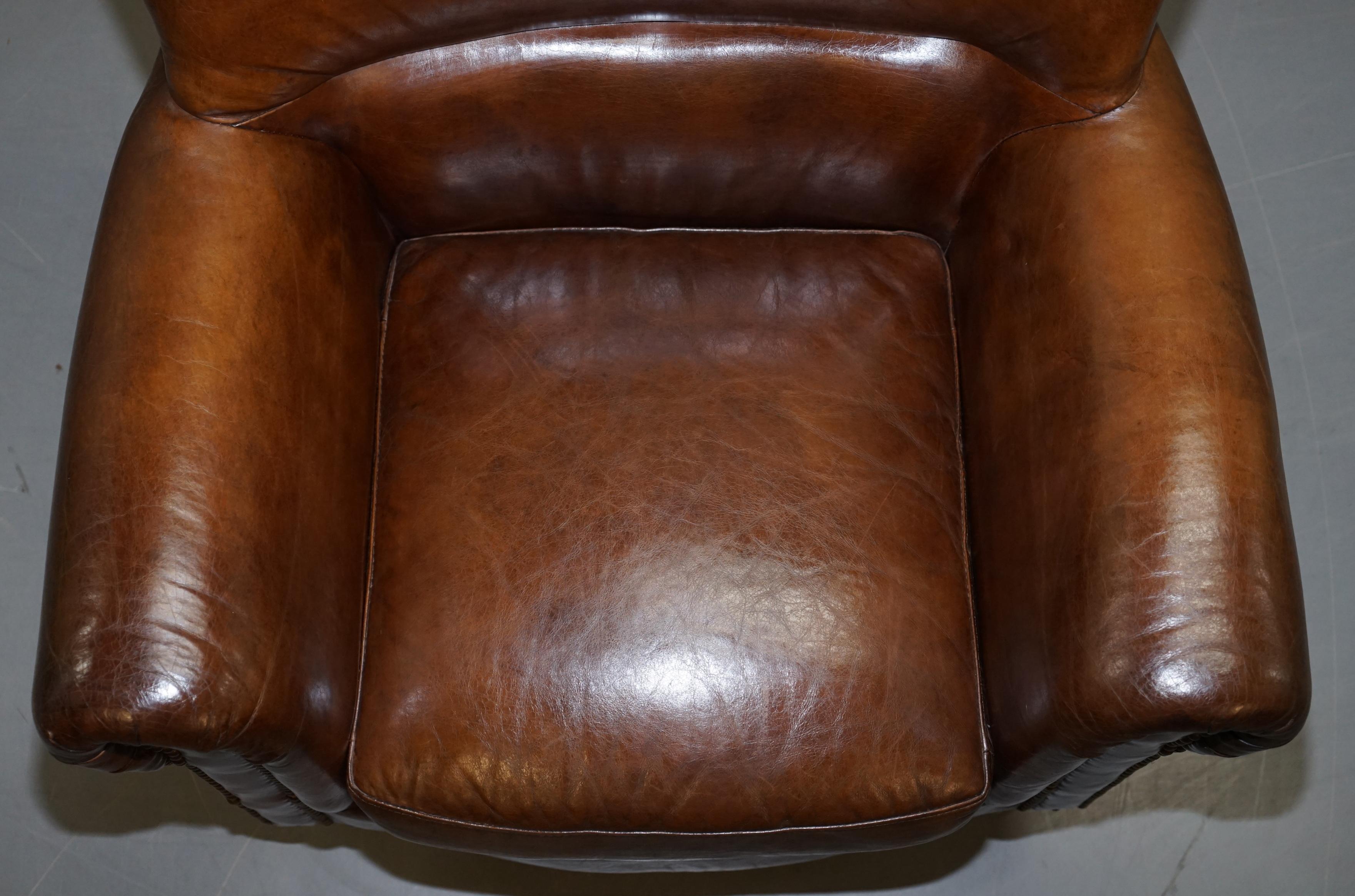 Contemporary Medium Size Timothy Oulton Halo Brown Leather Armchair Part Large Suite Must See