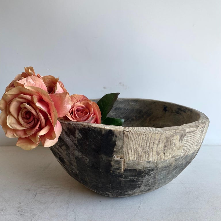 Medium Size Vintage Wood Decorative Bowl For Sale at 1stDibs