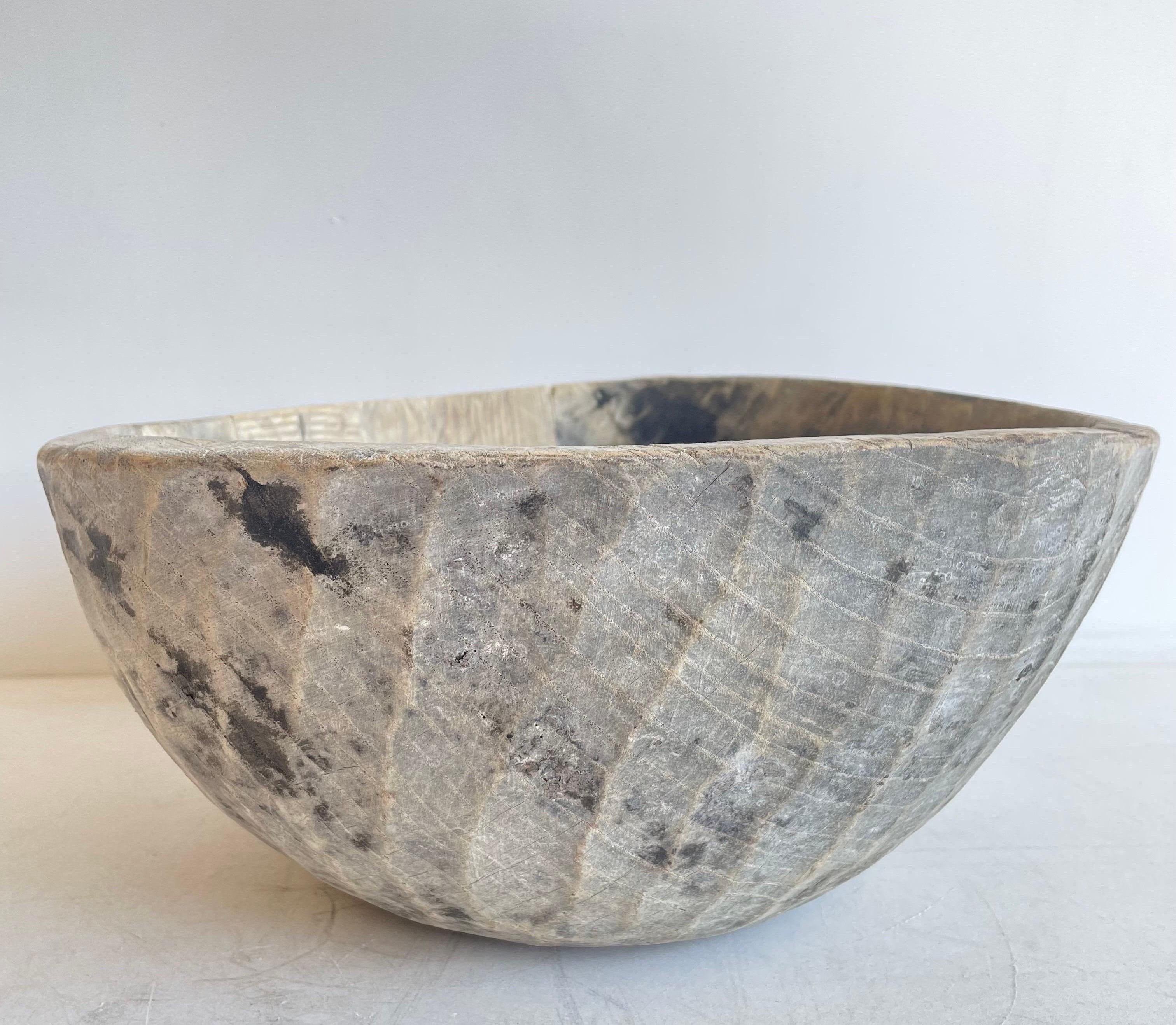 Medium Size Vintage Wood Decorative Bowl For Sale 1