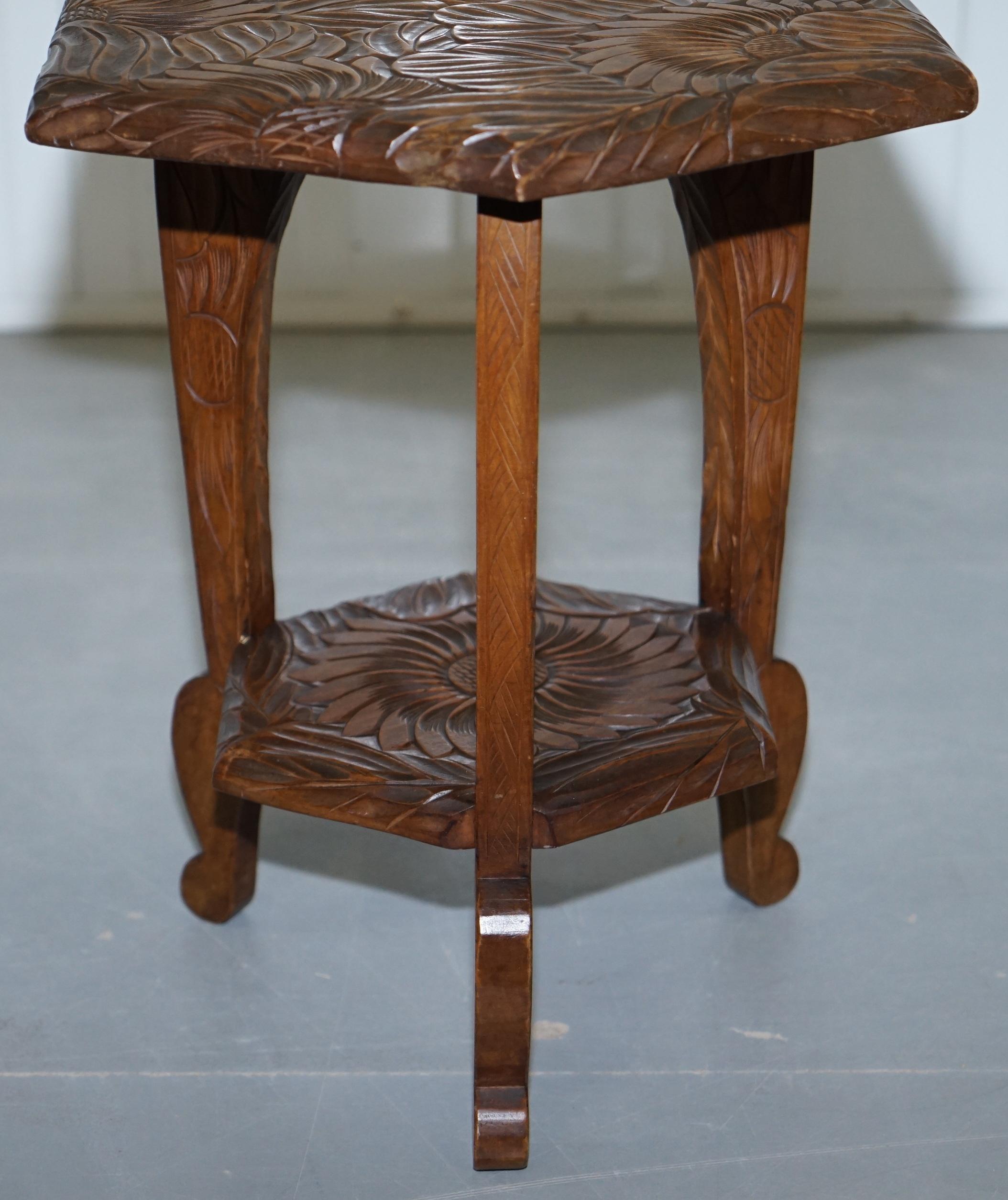 Medium Sized 1905 Liberty's London Japanese Carved Jardiniere Plant Bust Stand 2