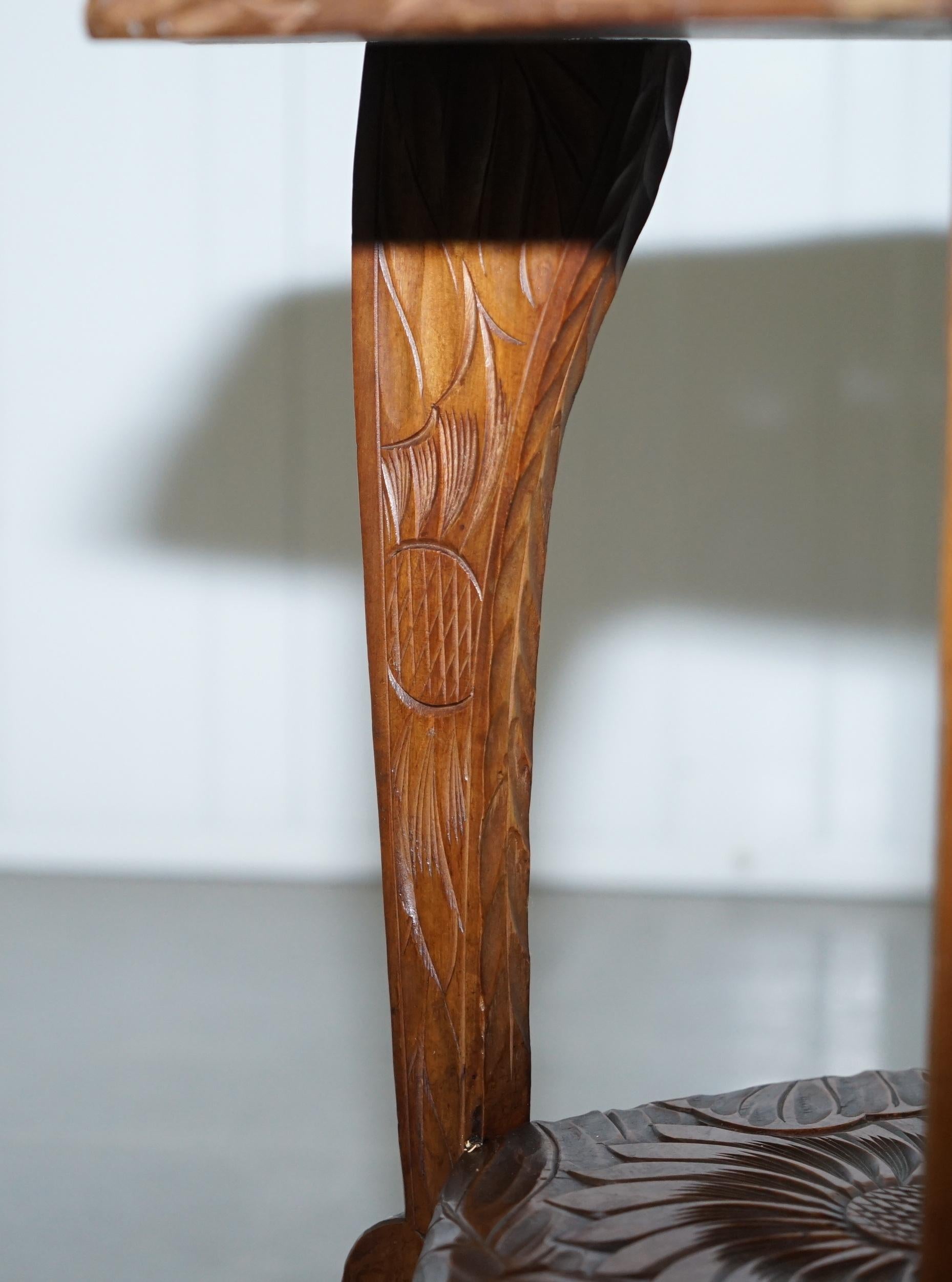 Medium Sized 1905 Liberty's London Japanese Carved Jardiniere Plant Bust Stand 3