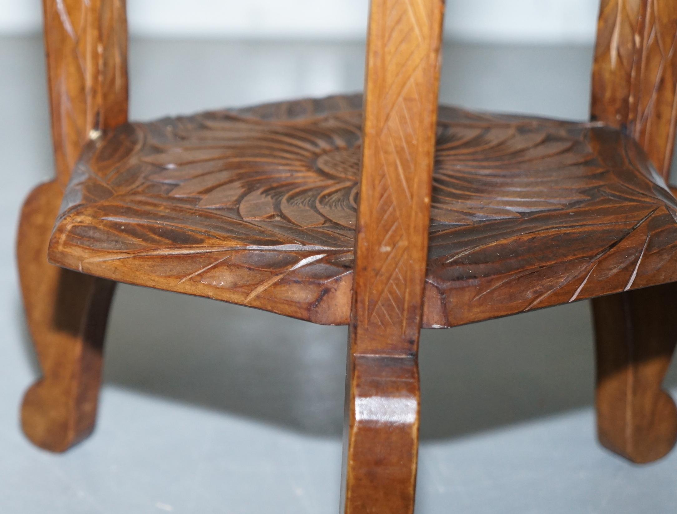 Medium Sized 1905 Liberty's London Japanese Carved Jardiniere Plant Bust Stand 4