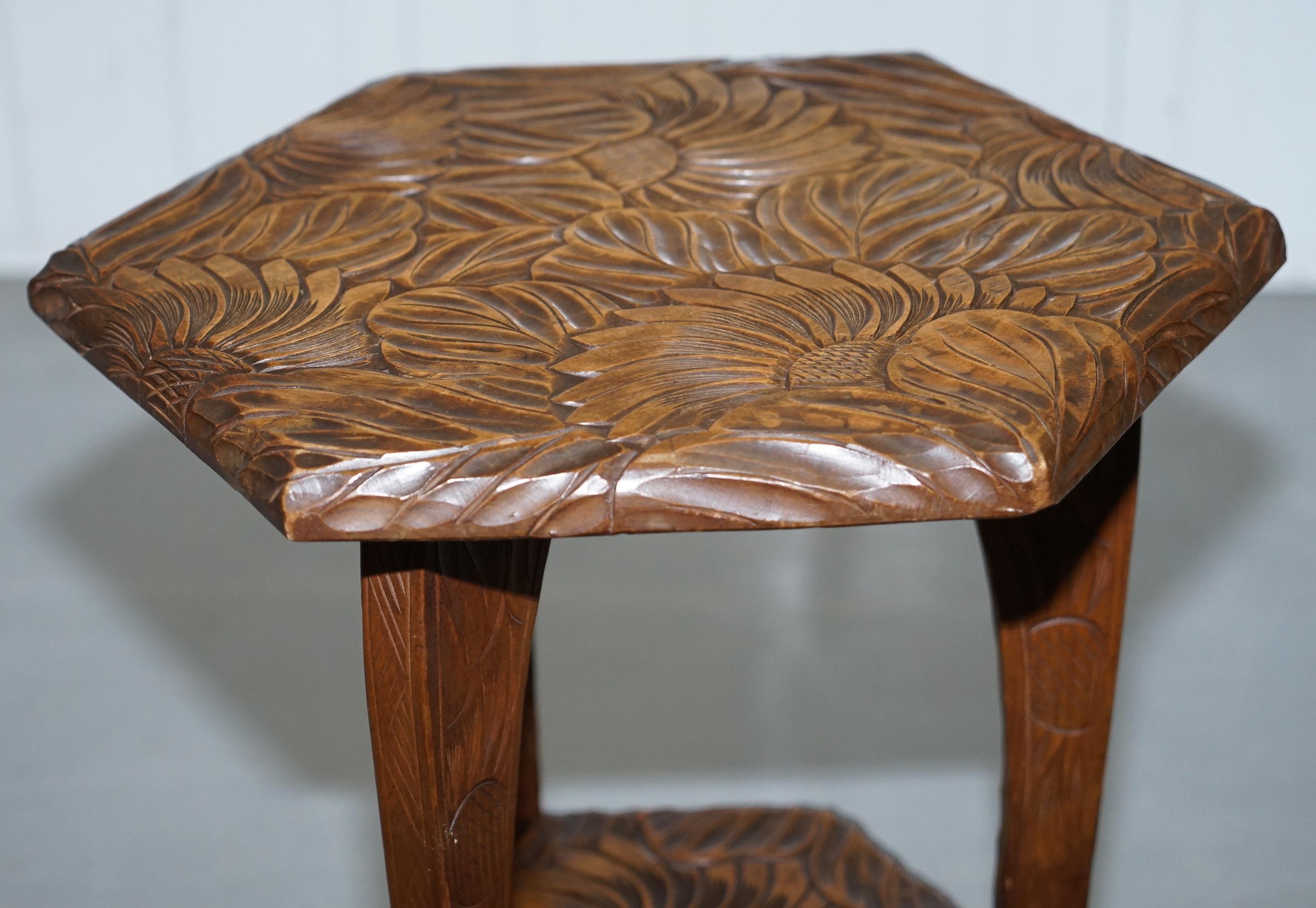 Medium Sized 1905 Liberty's London Japanese Carved Jardiniere Plant Bust Stand 6