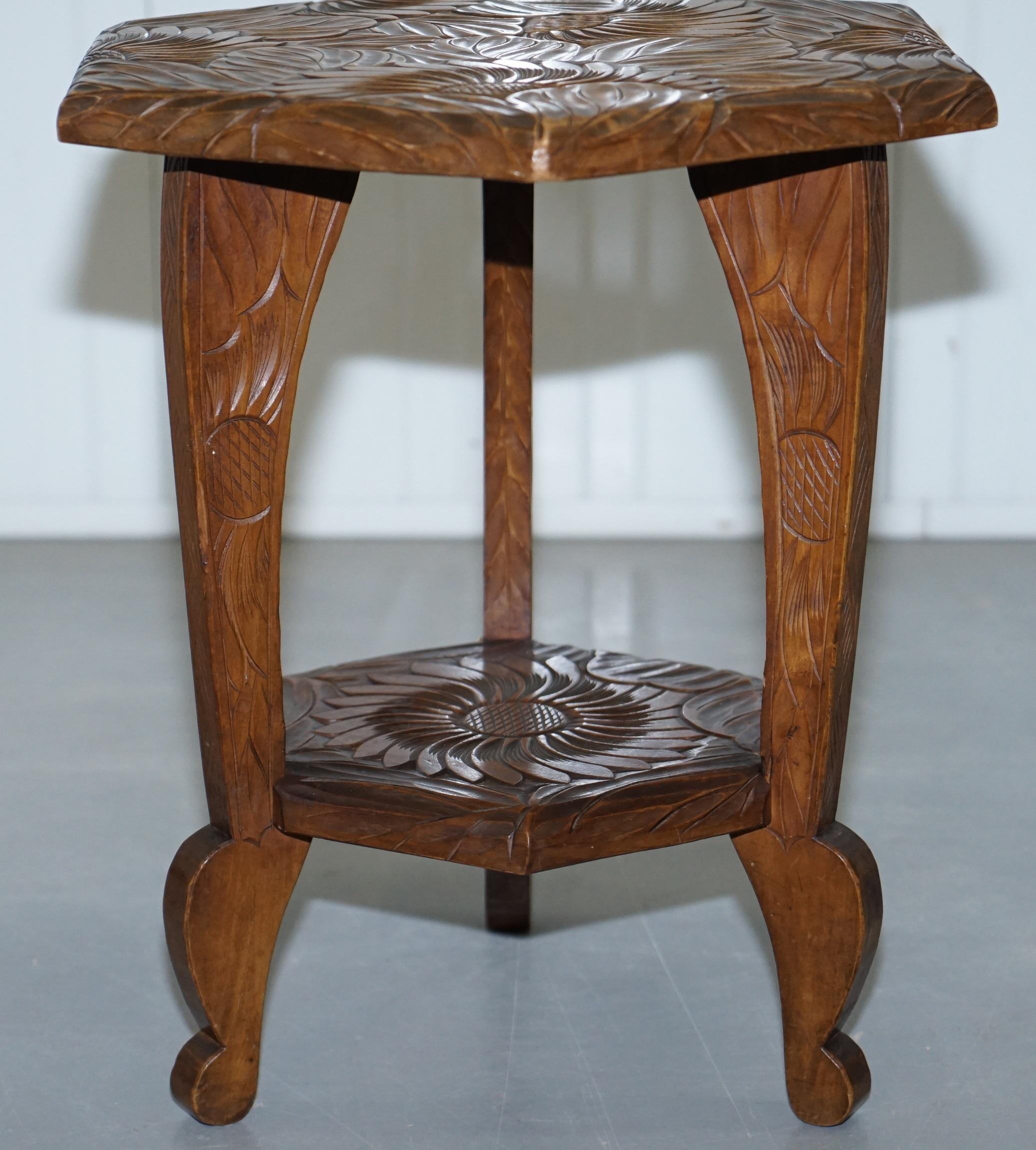 Early 20th Century Medium Sized 1905 Liberty's London Japanese Carved Jardiniere Plant Bust Stand