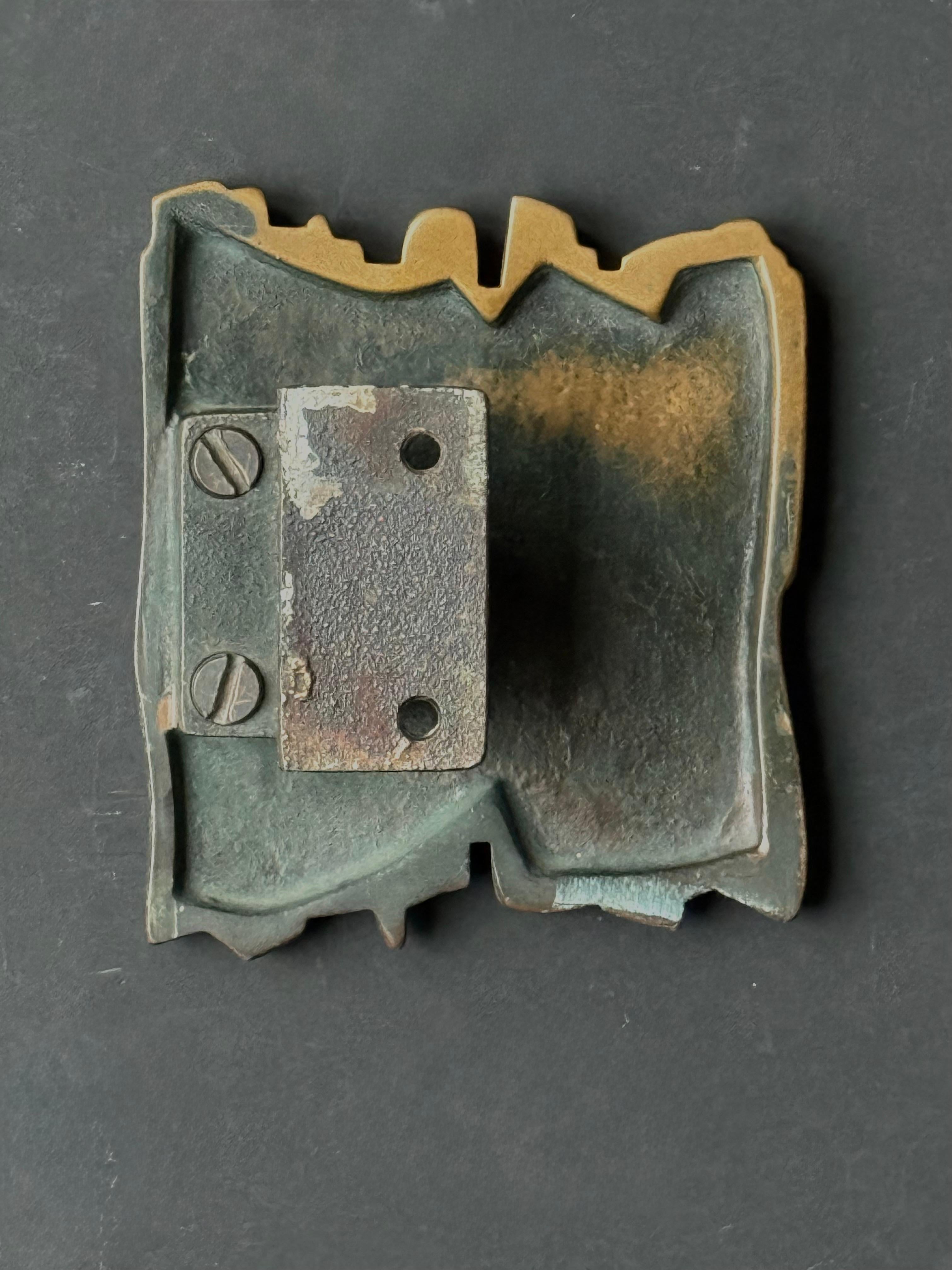 20th Century Medium-Sized Bronze Door Handle with Bark or Rock Pattern I For Sale