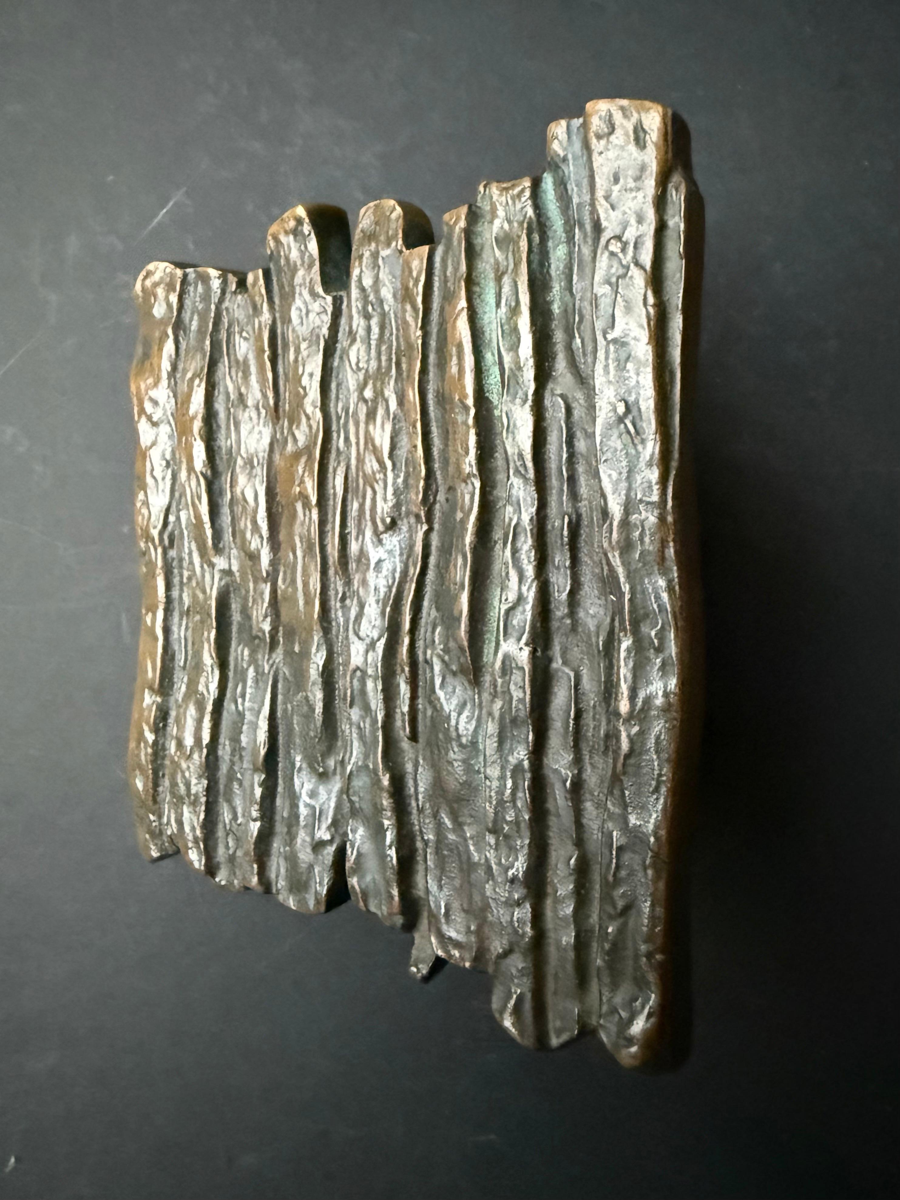 German Medium-Sized Bronze Door Handle with Bark or Rock Pattern II For Sale