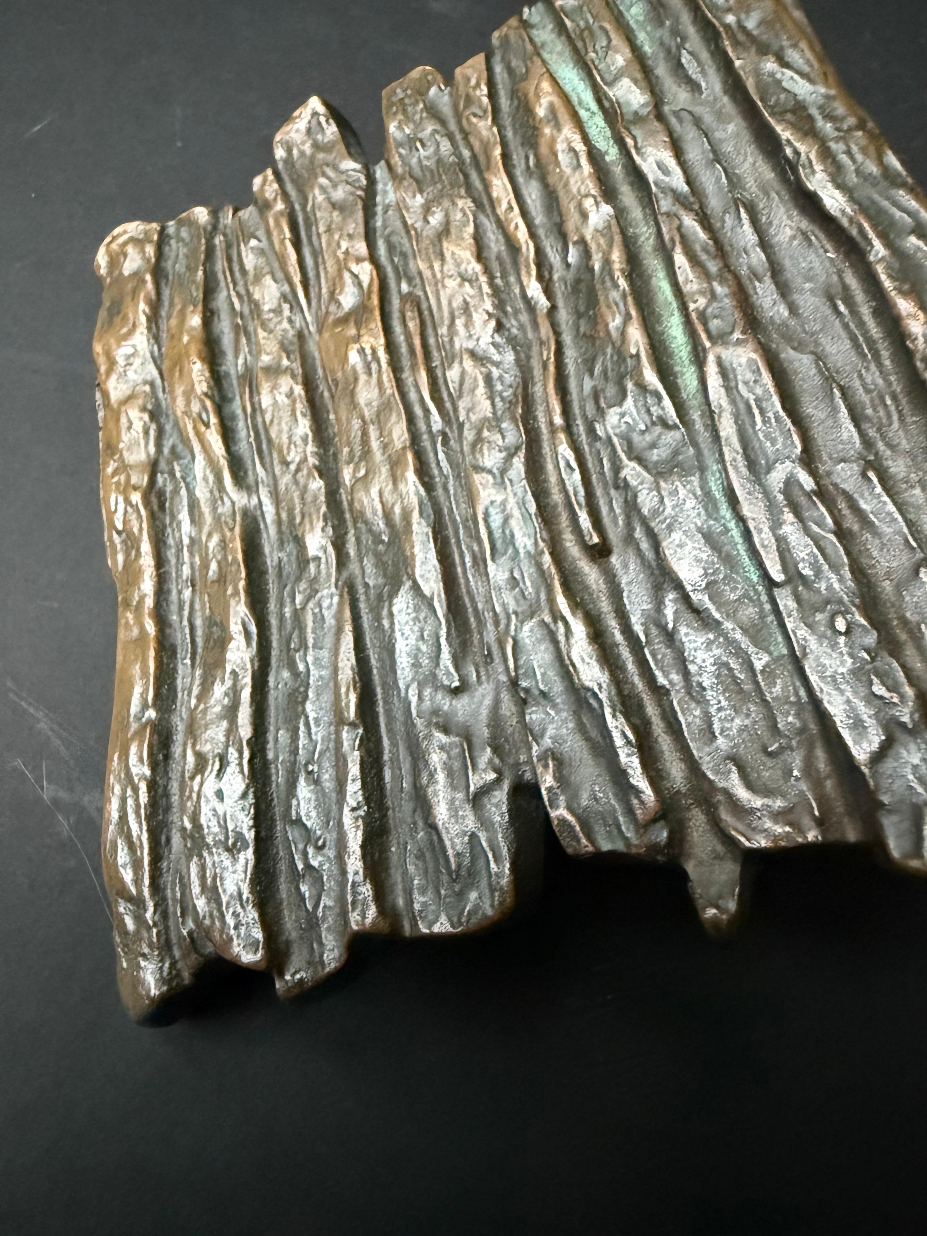 Cast Medium-Sized Bronze Door Handle with Bark or Rock Pattern II For Sale