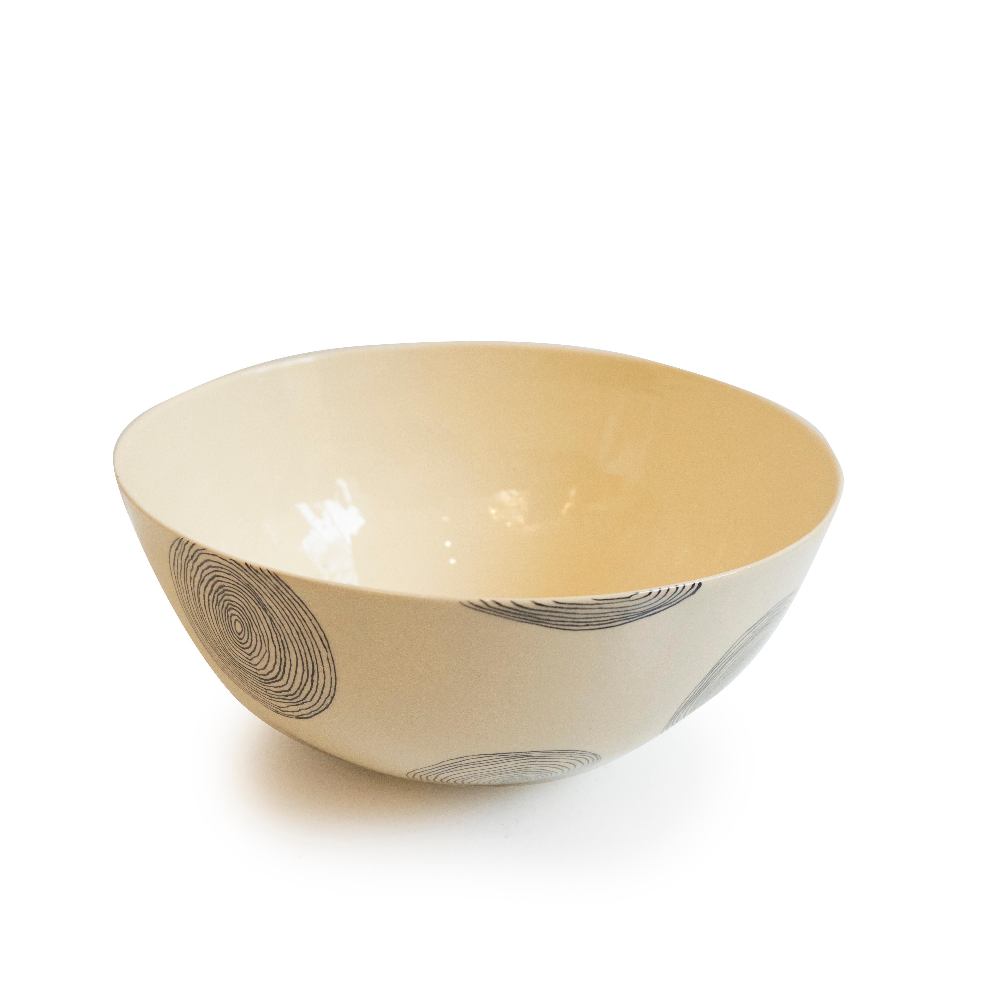 Glazed Medium Sized Ceramic Bowl with Swirling Design