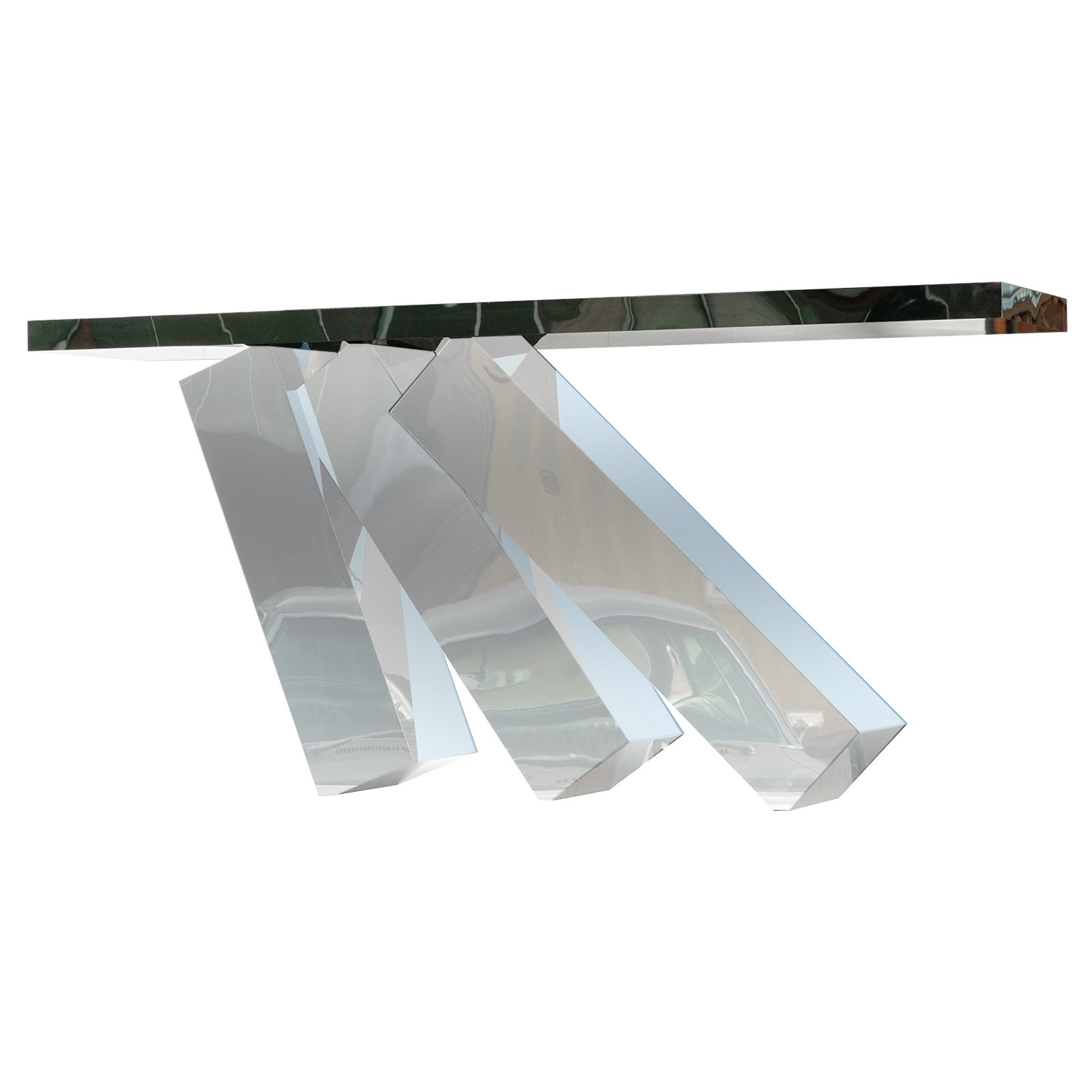 Medium-sized Console Table in Mirror-Polished Stainless Steel For Sale