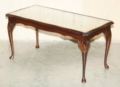 MEDiUM SIZED GREEN LEATHER & BEECH WOOD BEVAN FUNNELL COFFEE TABLE NICE PATINA