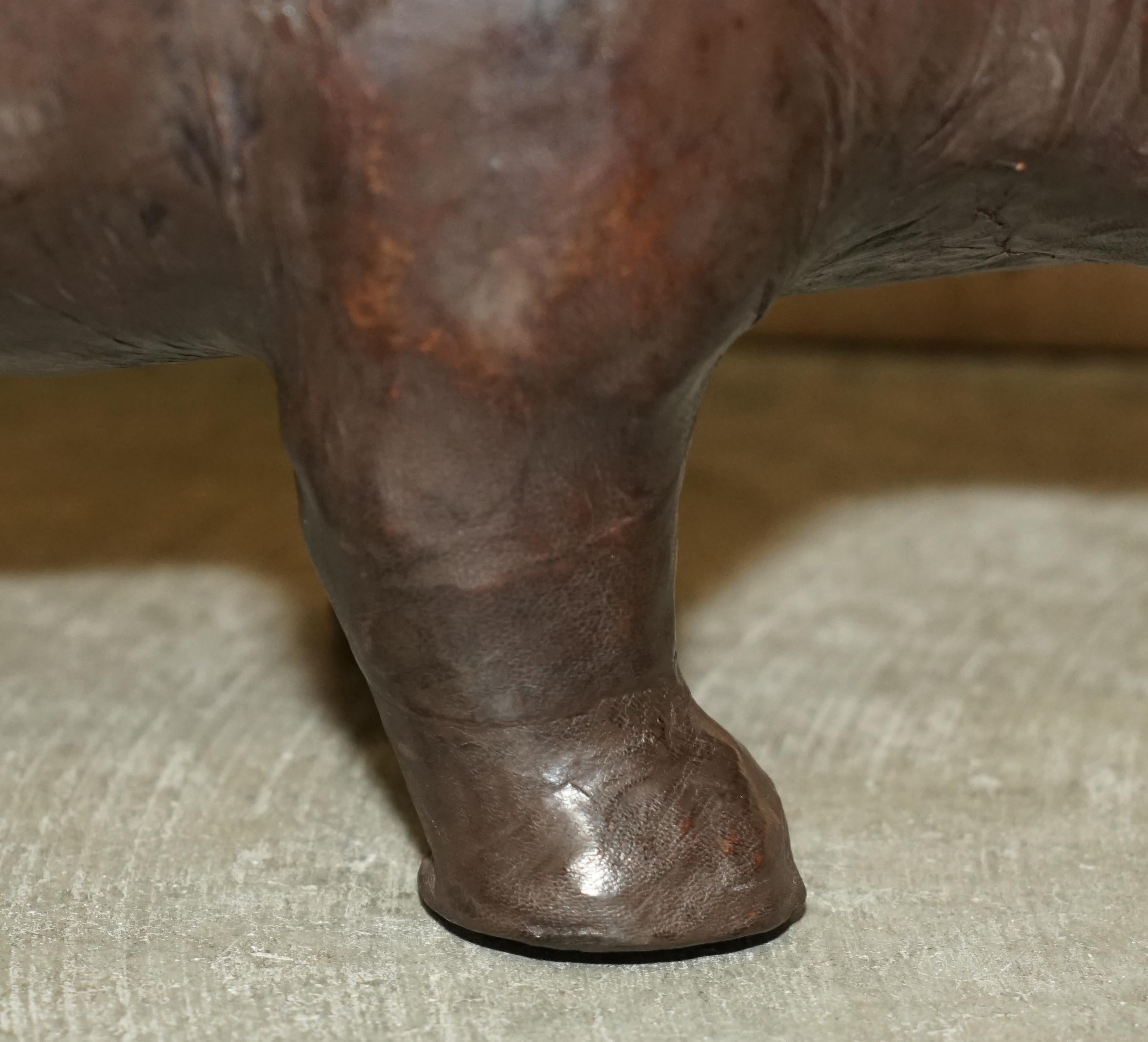 MEDiUM SIZED LIBERTY'S LONDON OMERSA BROWN LEATHER HIPPOPOTAMUS FOOTSTOOl 4