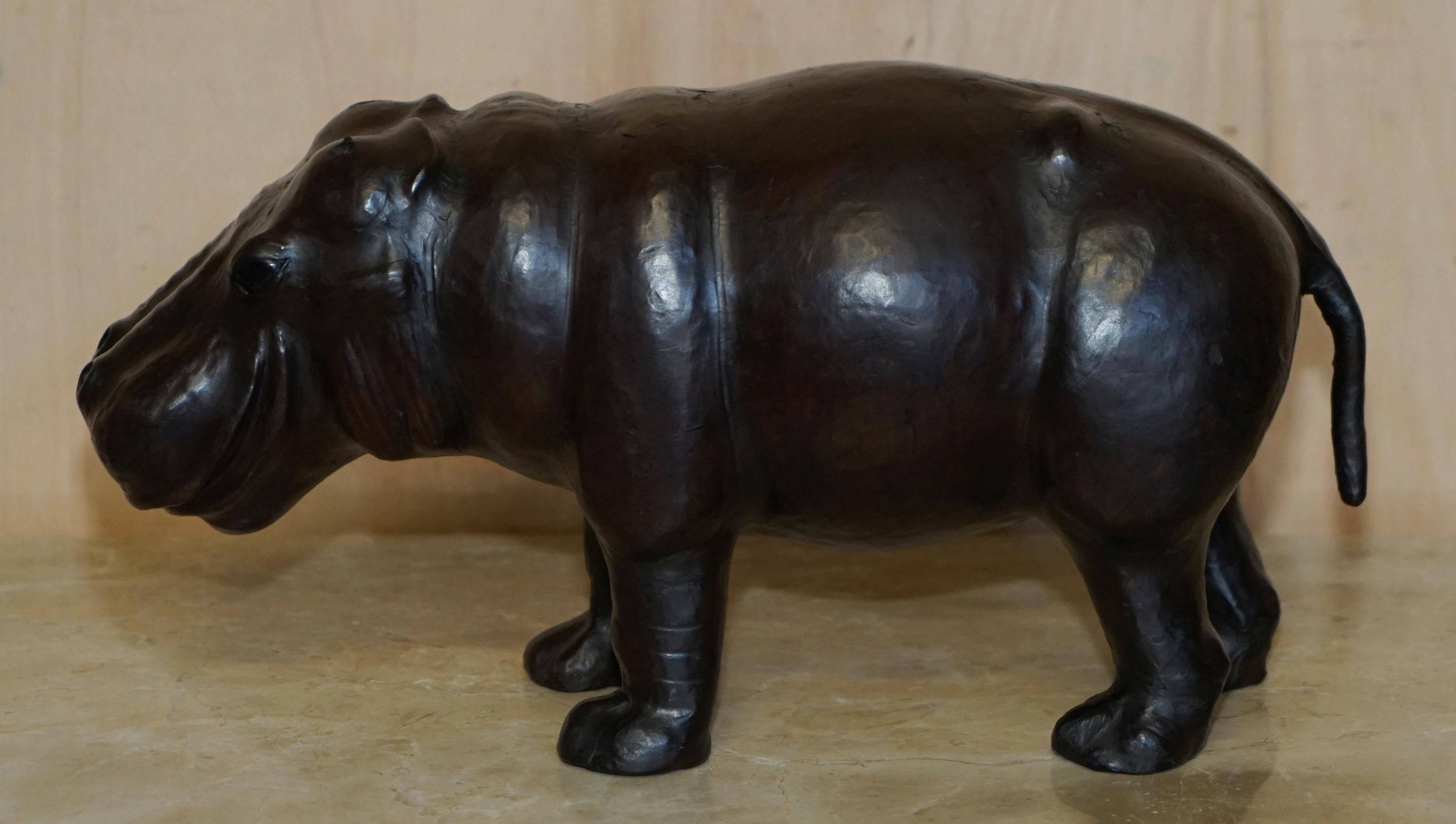 MEDIUM SIZED LIBERTY'S LONDON BROWN LEATHER HiPPOPOTAMUS FOOTSTOOL For Sale 5