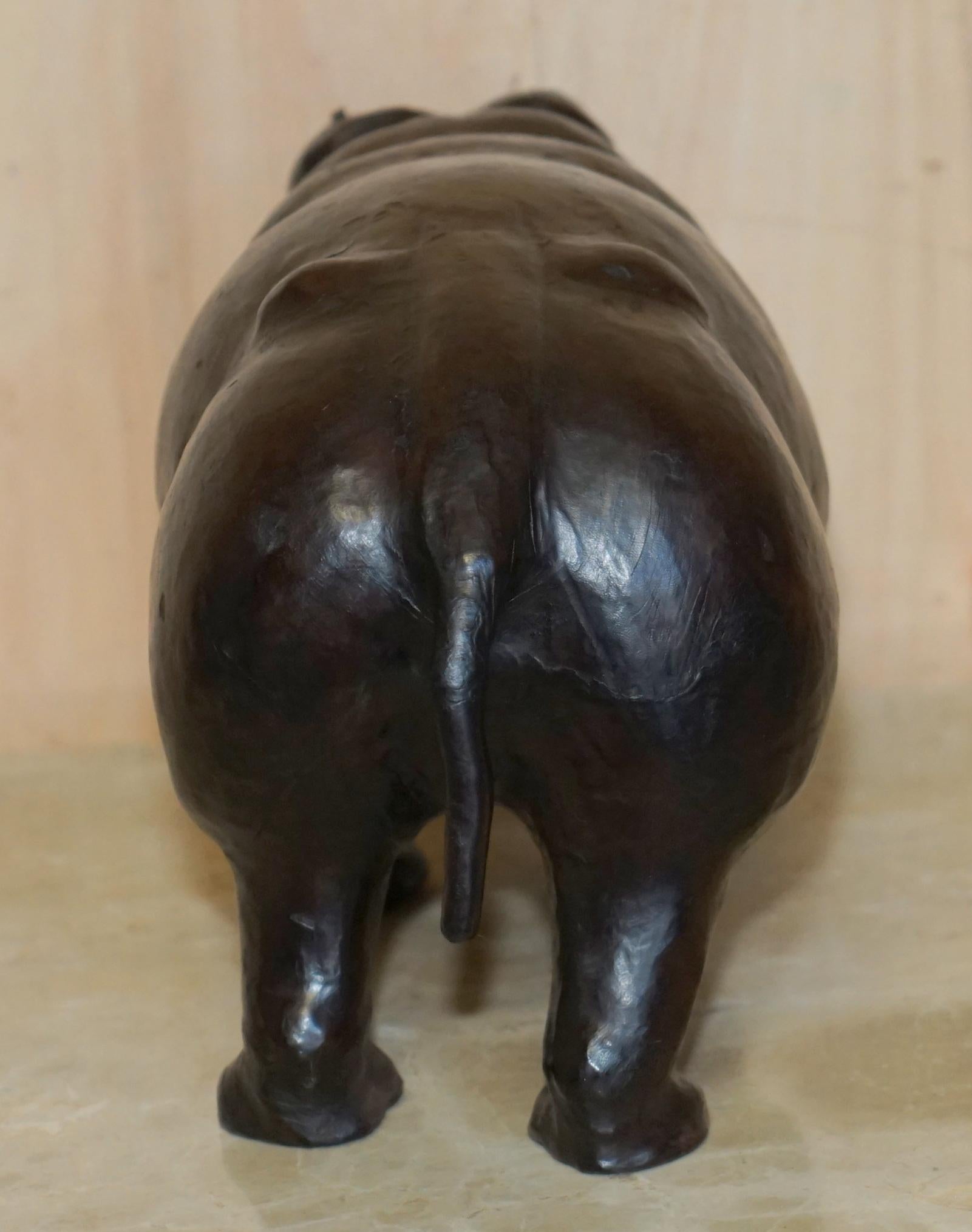 MEDIUM SIZED LIBERTY'S LONDON BROWN LEATHER HiPPOPOTAMUS FOOTSTOOL For Sale 7