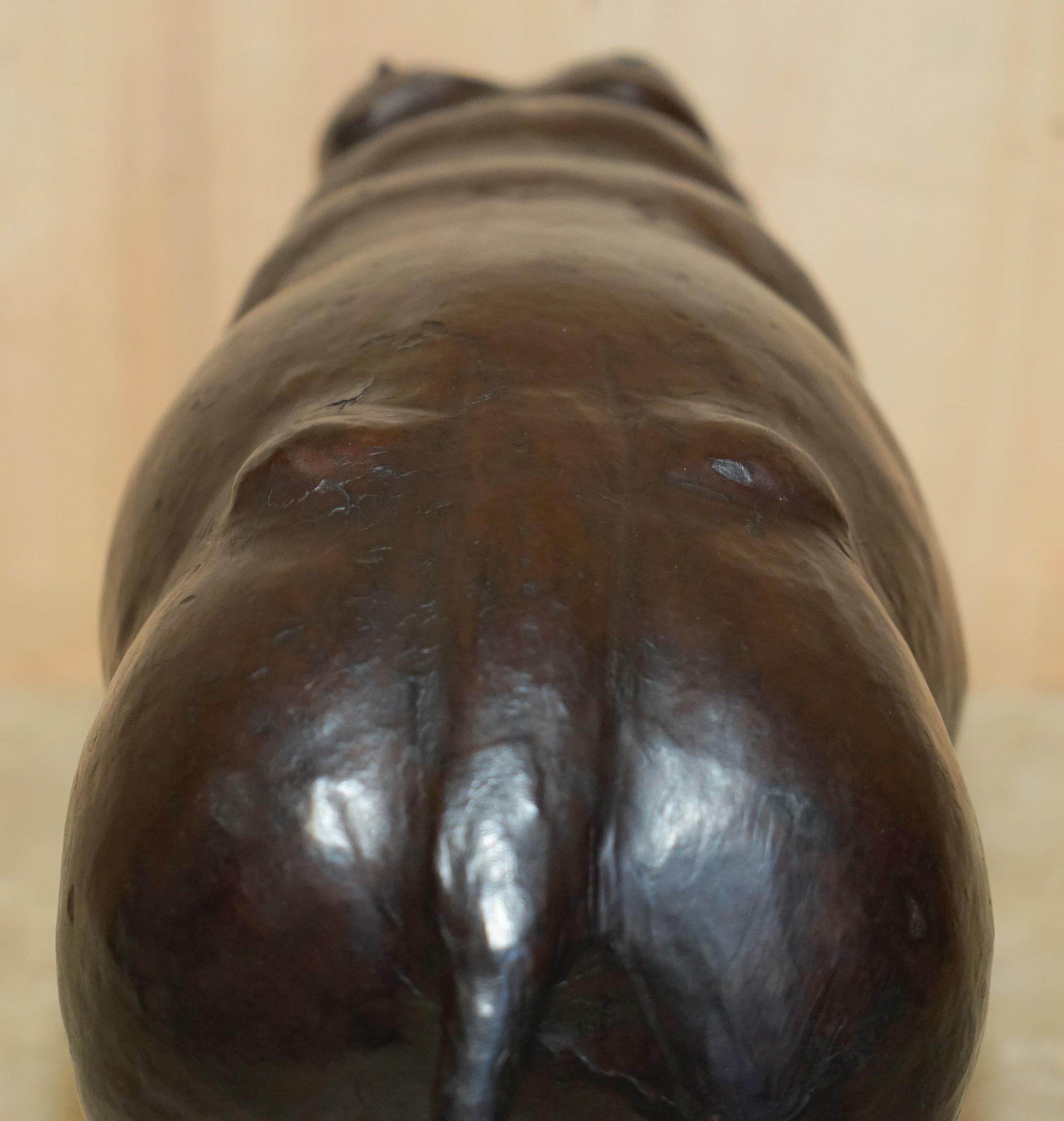 MEDIUM SIZED LIBERTY'S LONDON BROWN LEATHER HiPPOPOTAMUS FOOTSTOOL For Sale 8