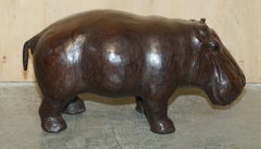 MEDiUM SIZED LIBERTY'S LONDON OMERSA BROWN LEATHER HIPPOPOTAMUS FOOTSTOOl