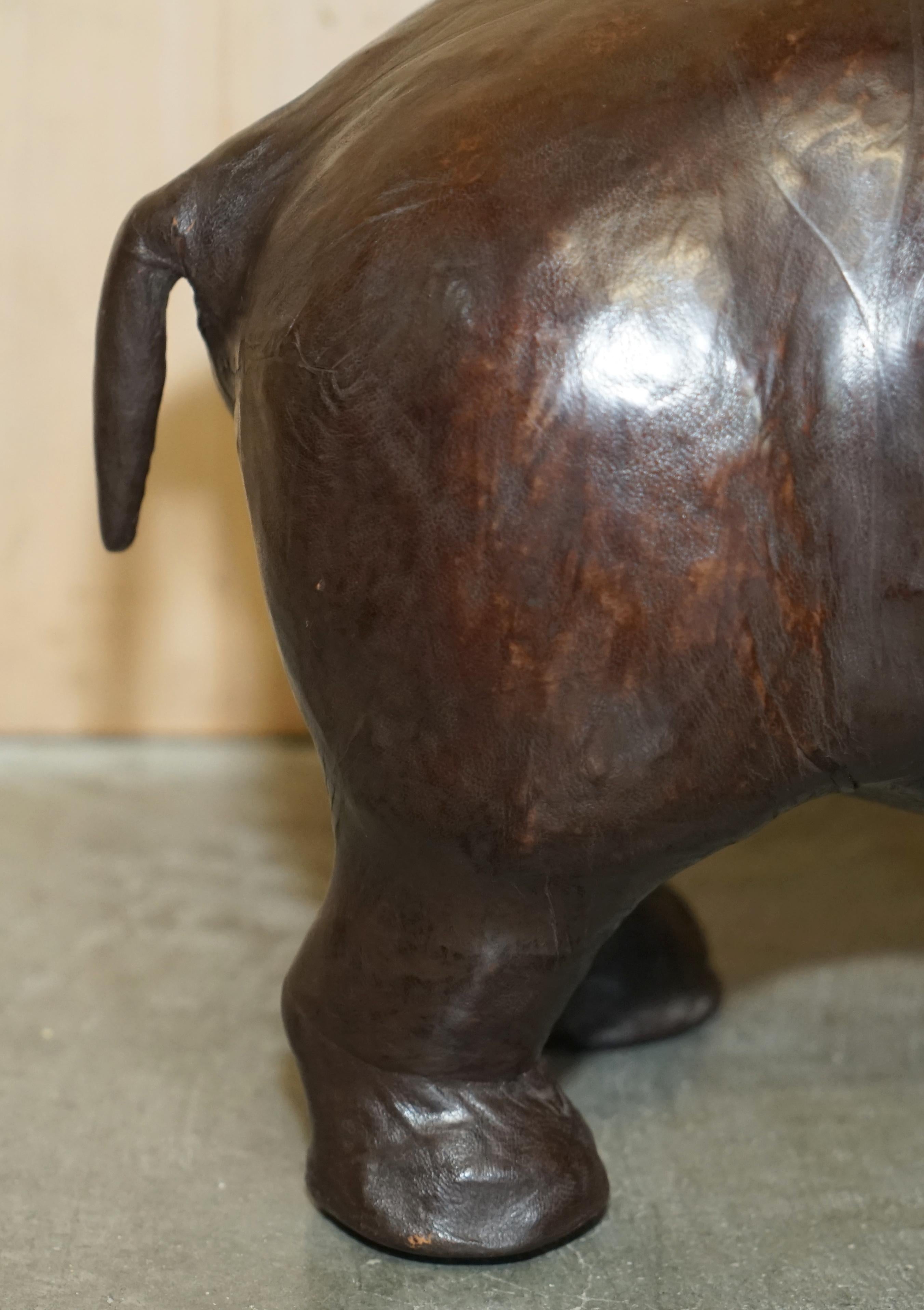 Hand-Crafted MEDiUM SIZED LIBERTY'S LONDON OMERSA BROWN LEATHER HIPPOPOTAMUS FOOTSTOOl