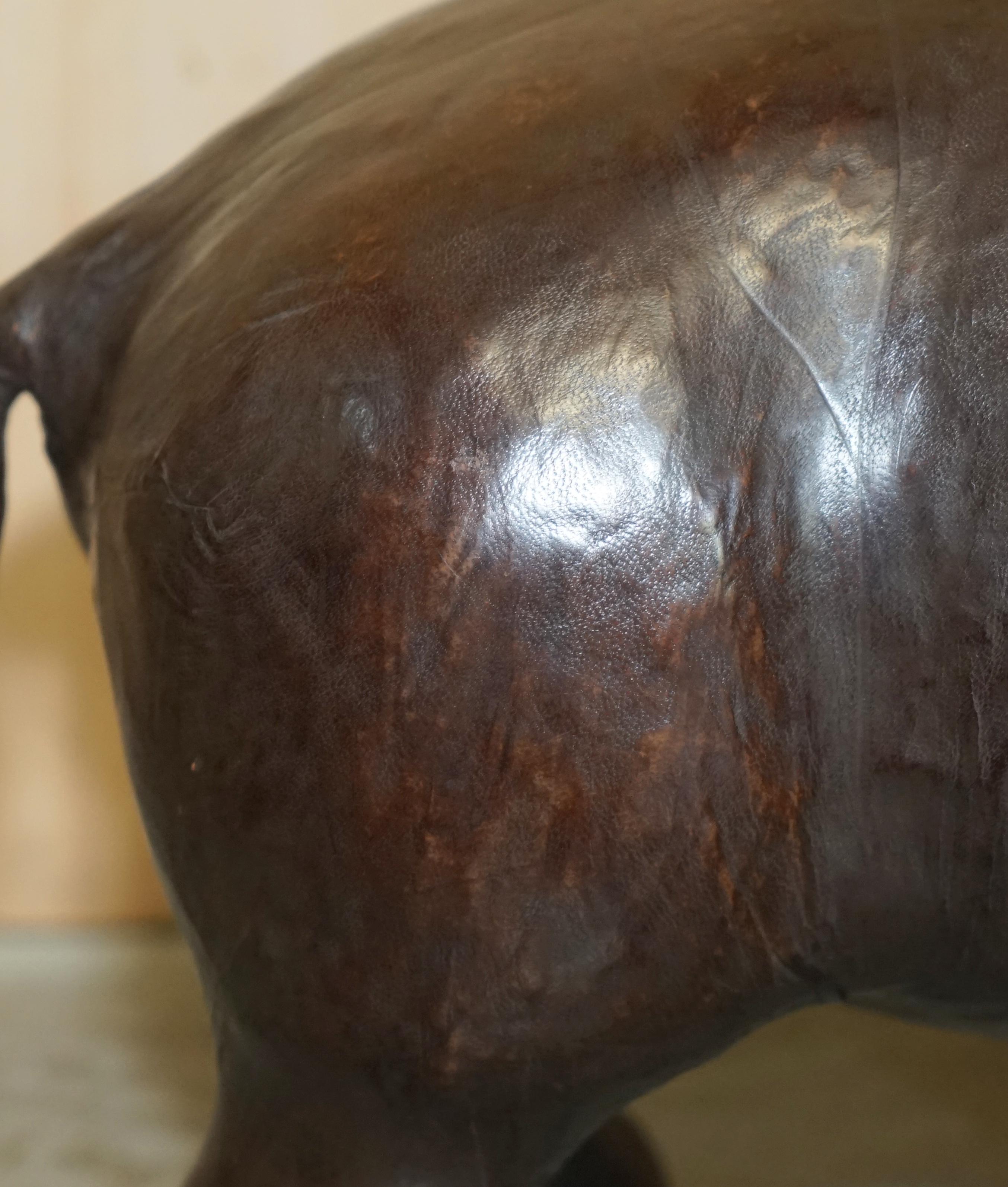 Mid-20th Century MEDiUM SIZED LIBERTY'S LONDON OMERSA BROWN LEATHER HIPPOPOTAMUS FOOTSTOOl