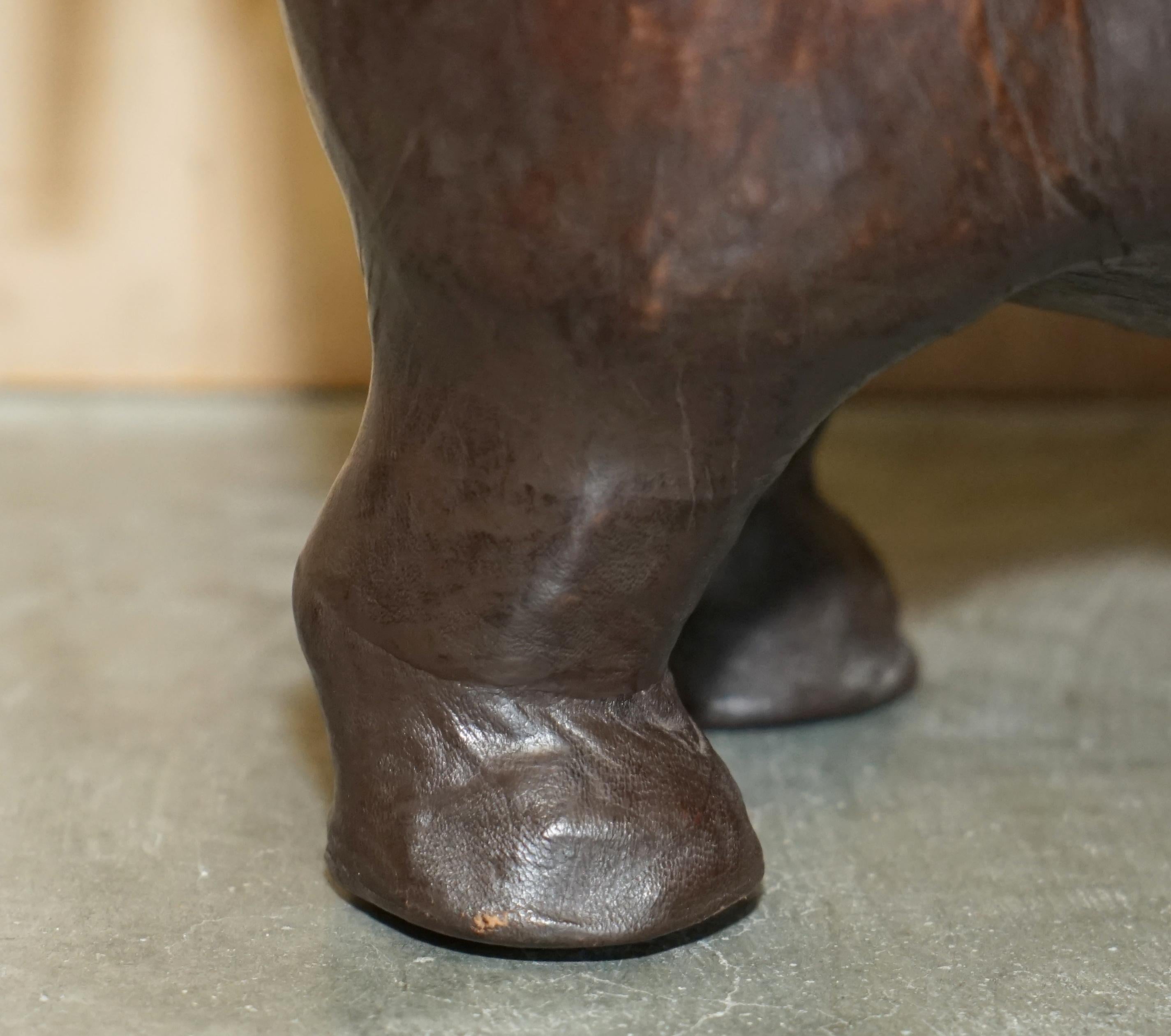 Leather MEDiUM SIZED LIBERTY'S LONDON OMERSA BROWN LEATHER HIPPOPOTAMUS FOOTSTOOl
