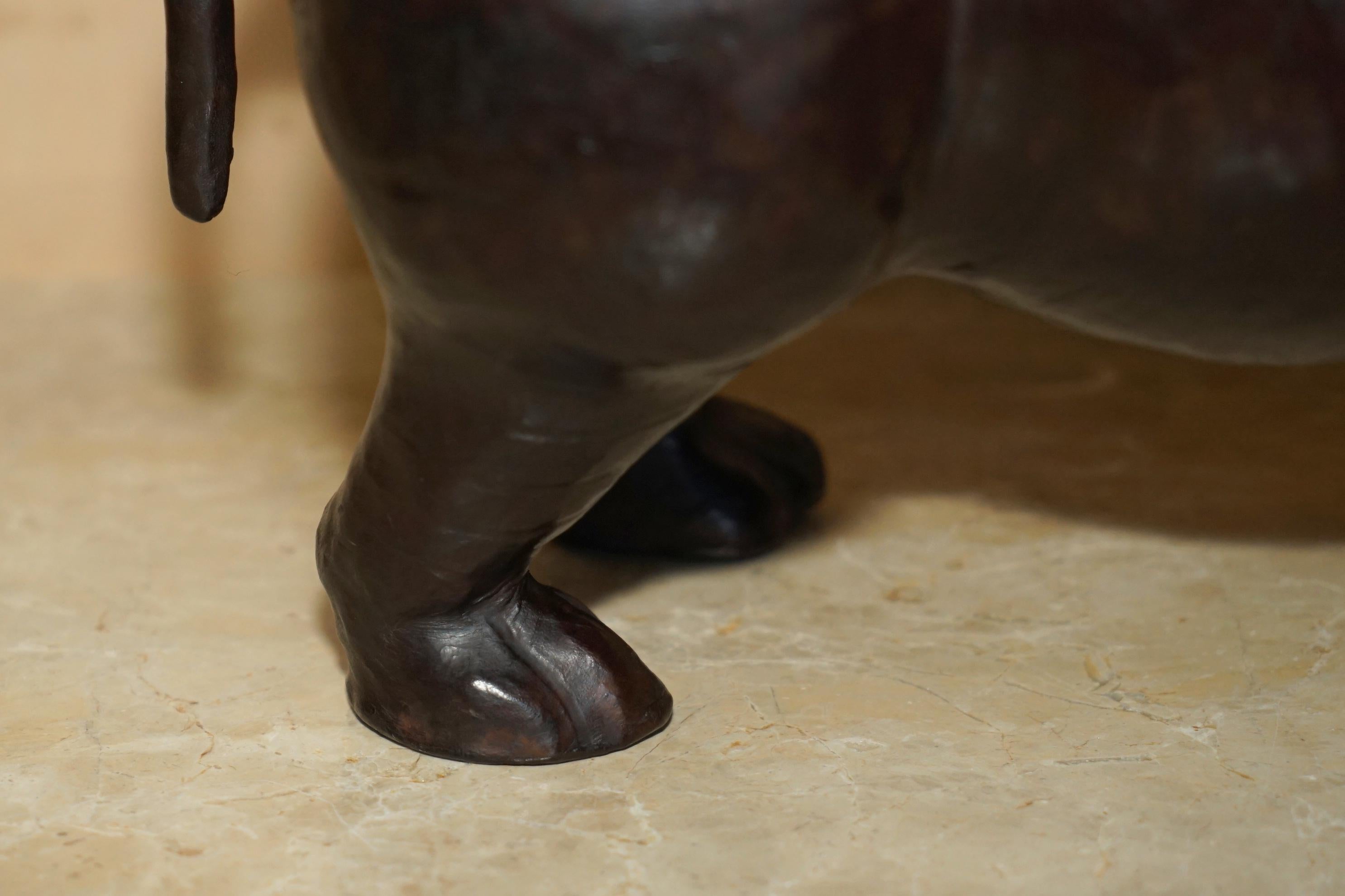 European MEDIUM SIZED LIBERTY'S LONDON BROWN LEATHER HiPPOPOTAMUS FOOTSTOOL For Sale
