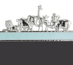 Medium-großer Savannah-Tier-Fotorahmen mit hellblauer Bordüre