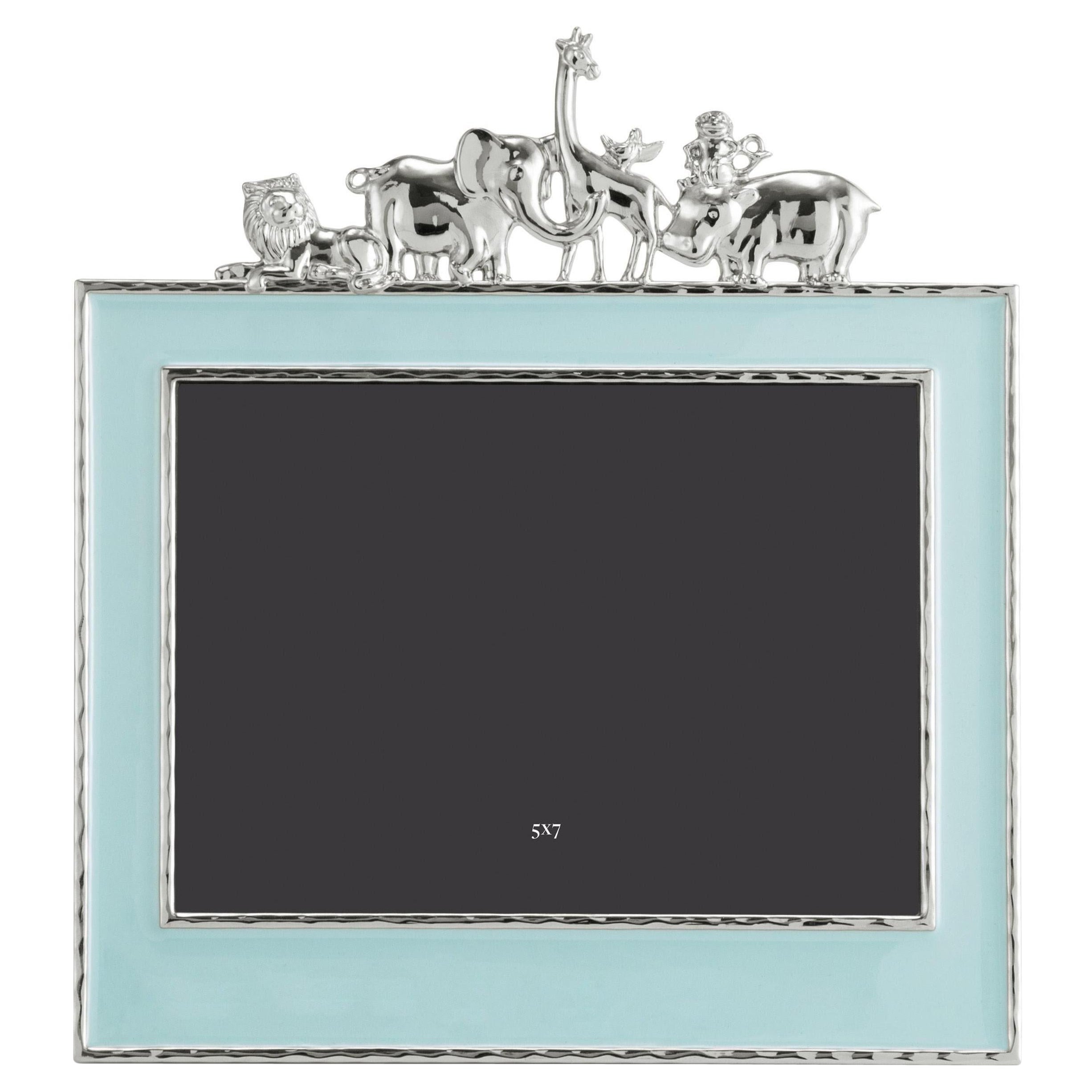 Cadre photo Savannah de taille moyenne avec bordure bleu clair