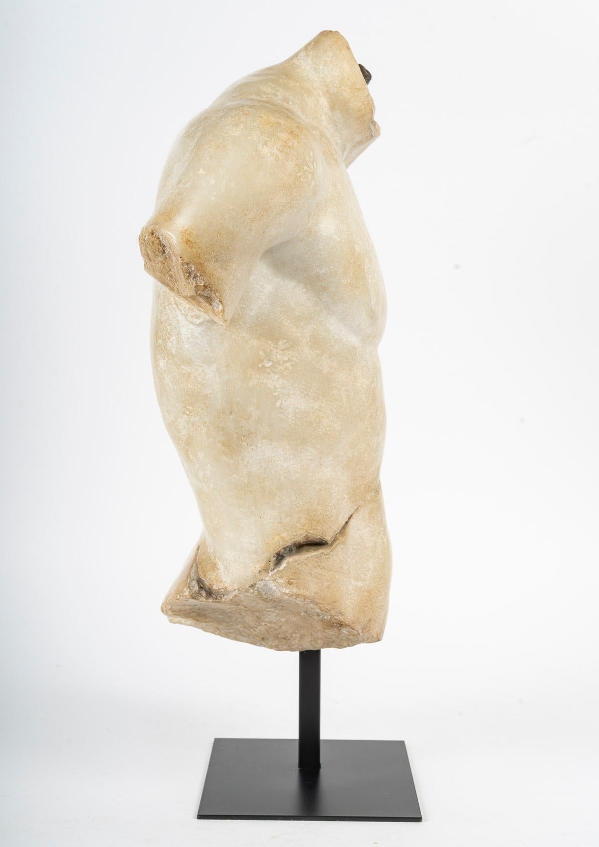 Medium-Sized Sculpture, Antique Style, with a Fine Patina, White Marble Effect. For Sale 3