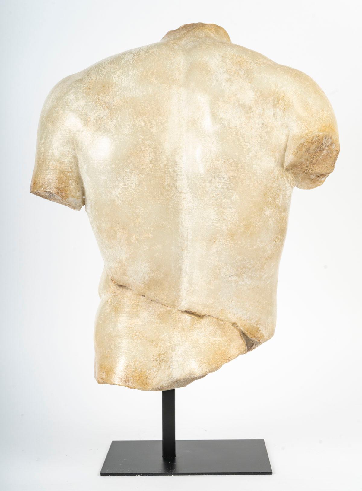 Medium-Sized Sculpture, Antique Style, with a Fine Patina, White Marble Effect. For Sale 4