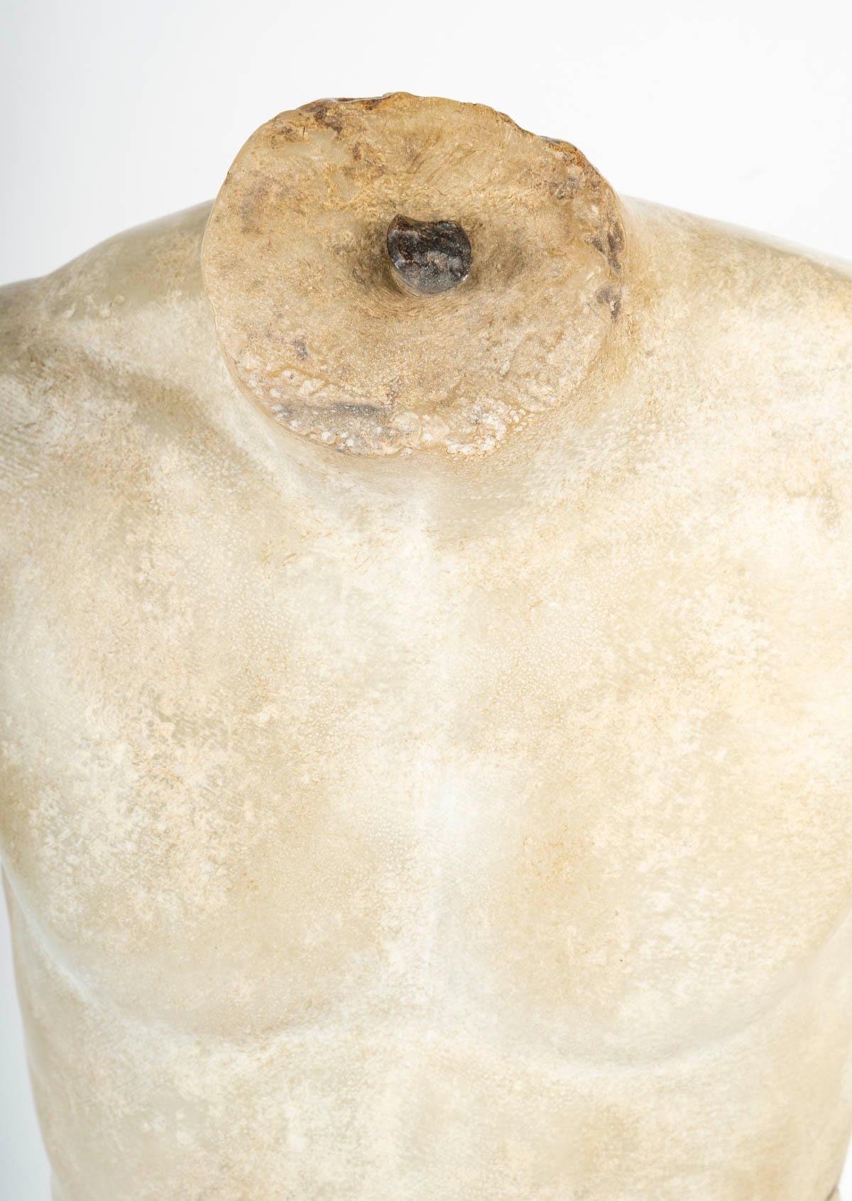 Medium-Sized Sculpture, Antique Style, with a Fine Patina, White Marble Effect. For Sale 1