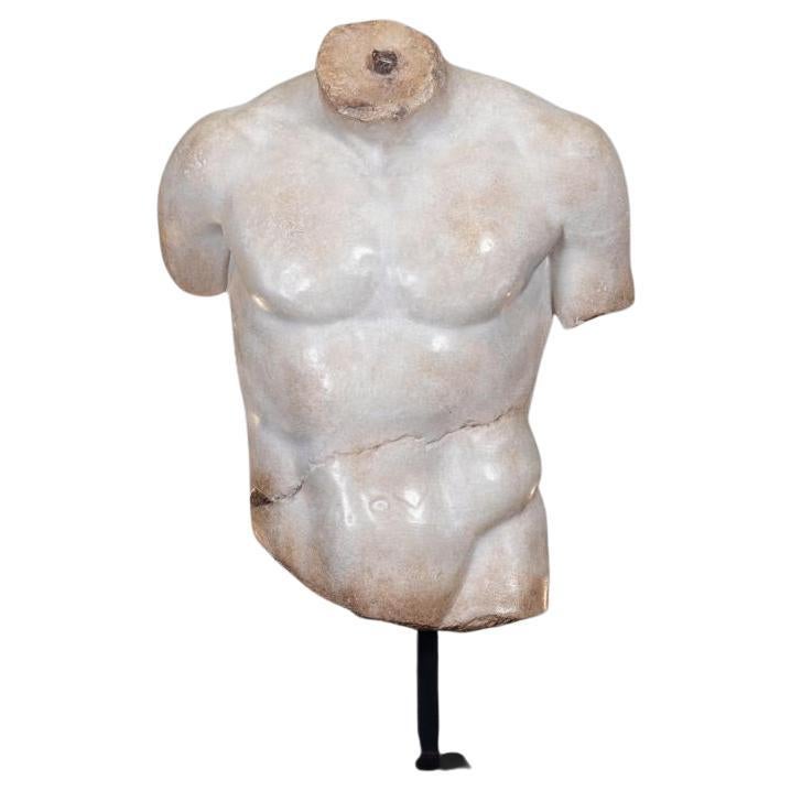 Medium-Sized Sculpture, Antique Style, with a Fine Patina, White Marble Effect.