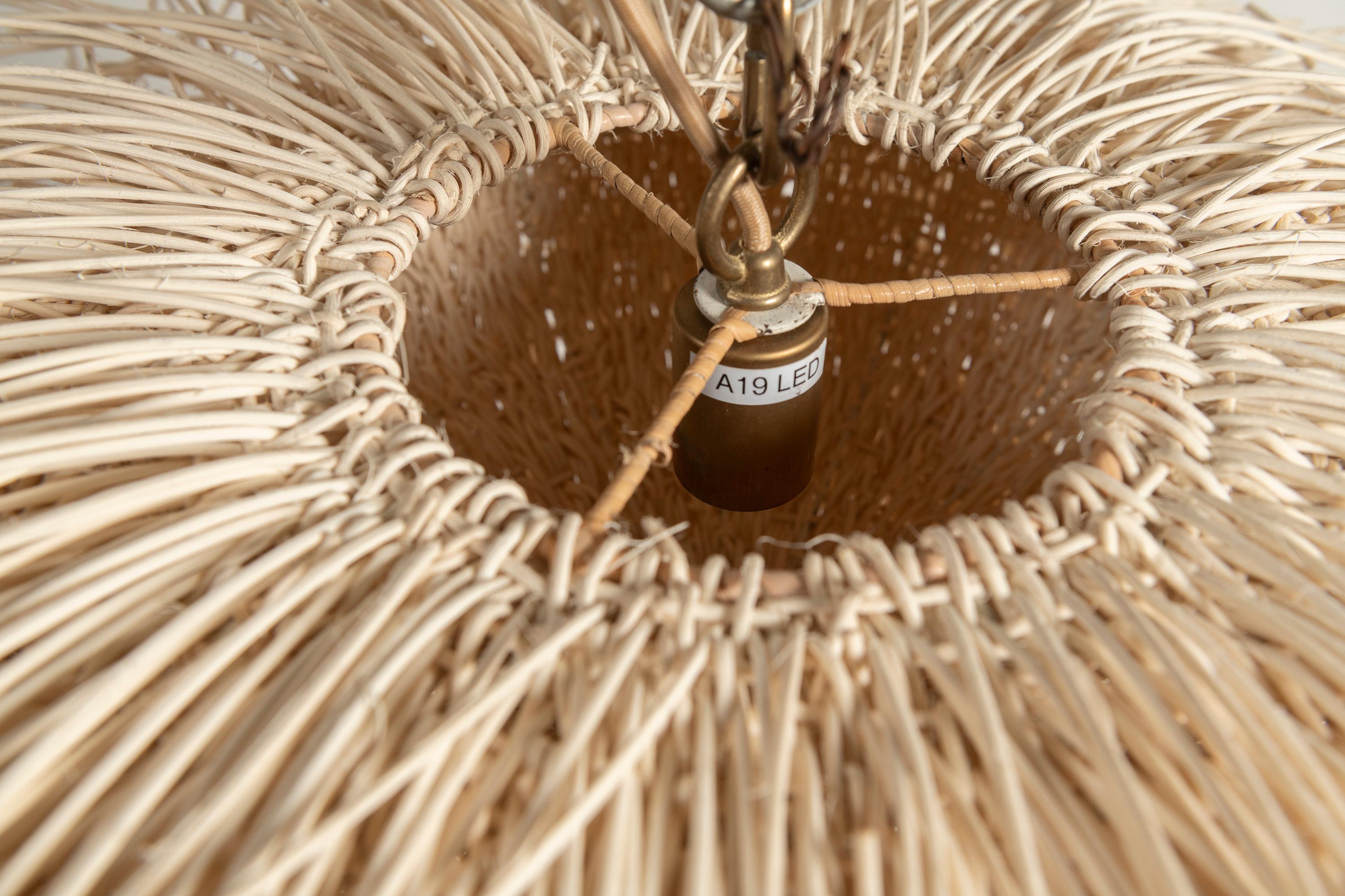 Medium Sized Sea Urchin Pendant, Woven Rattan, Model LL-C5-09B, Coup Studio 4