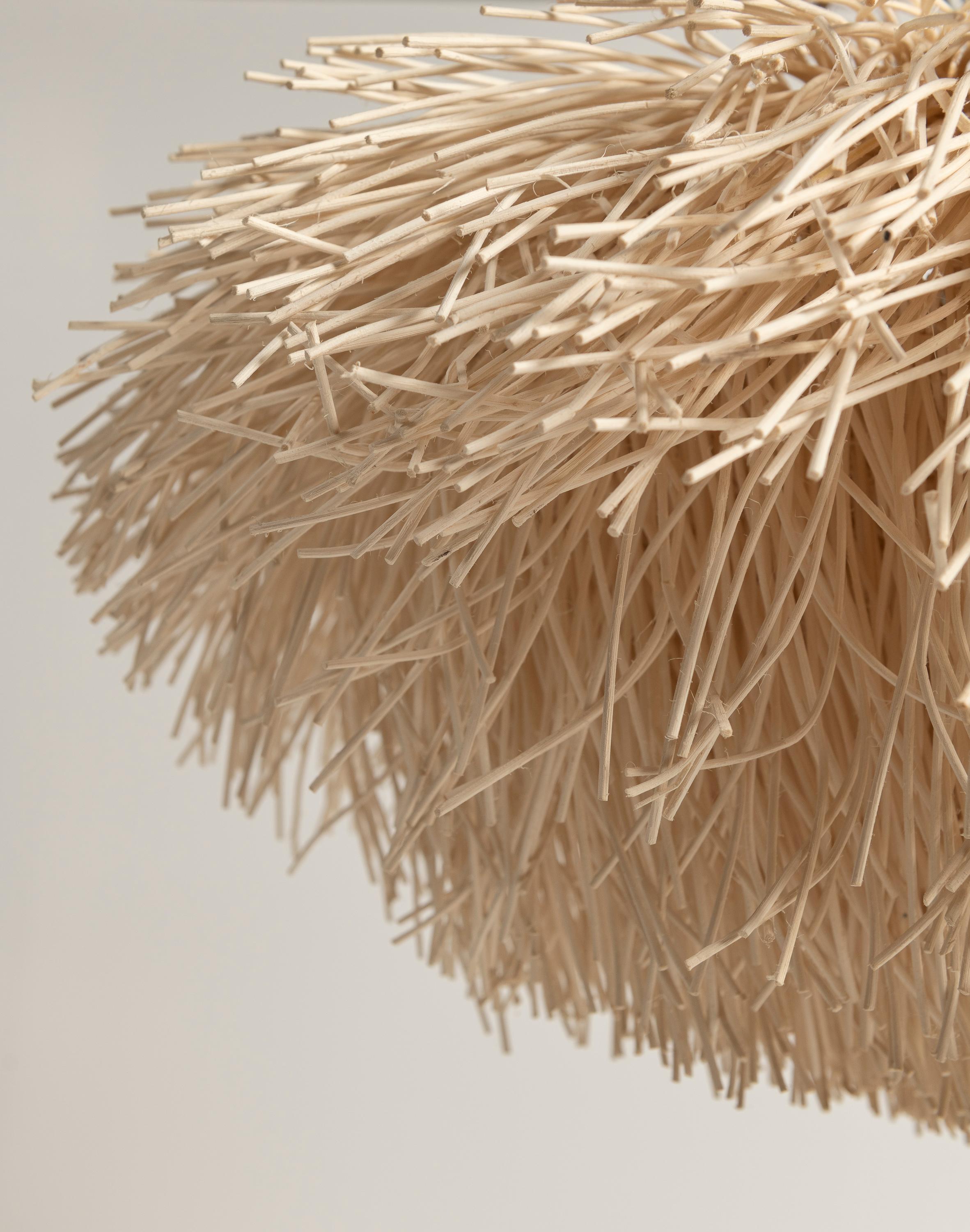 Contemporary Medium Sized Sea Urchin Pendant, Woven Rattan, Model LL-C5-09B, Coup Studio