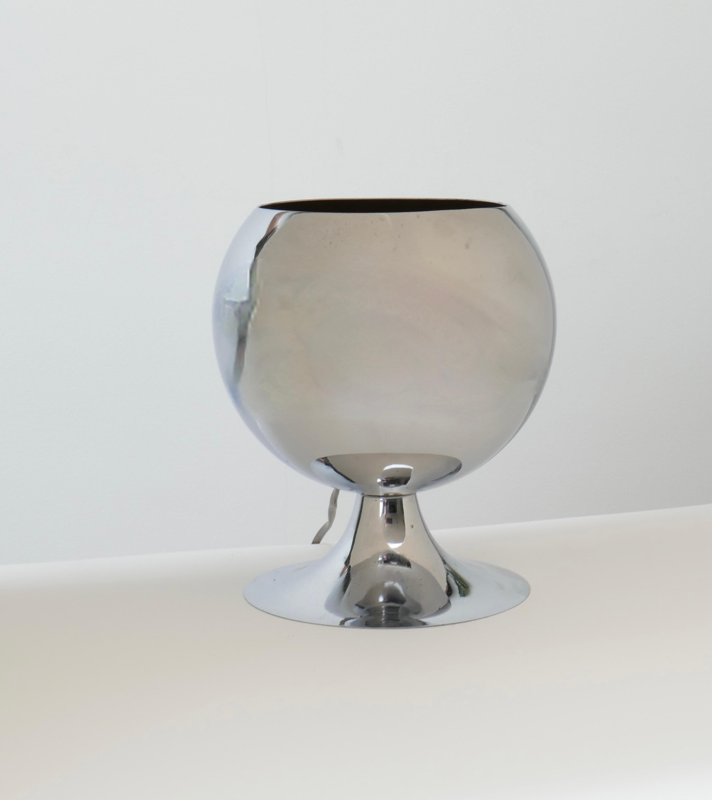Italian Medium Sized Space Age Chrome Globe Table Lamp, Italy, 1970s For Sale