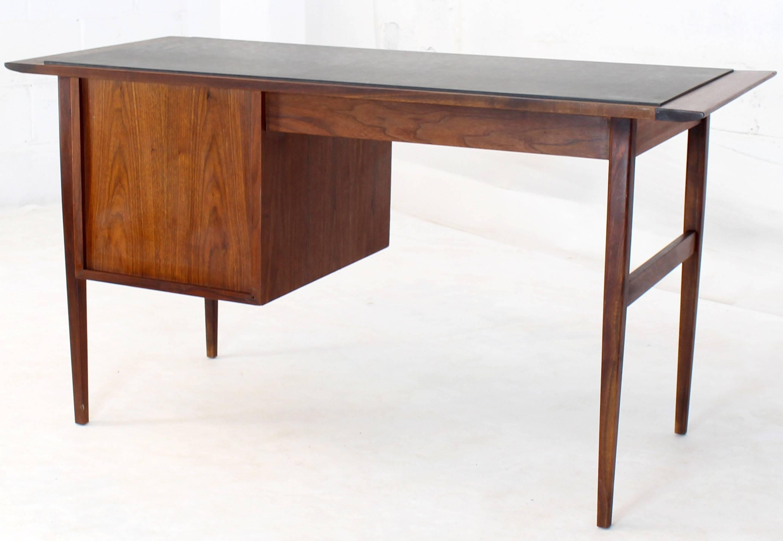 Medium Small Danish Mid-Century Modern Oiled Walnut Desk with Slate Top 3