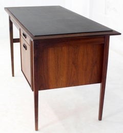 Medium Small Danish Mid-Century Modern Oiled Walnut Desk with Slate Top