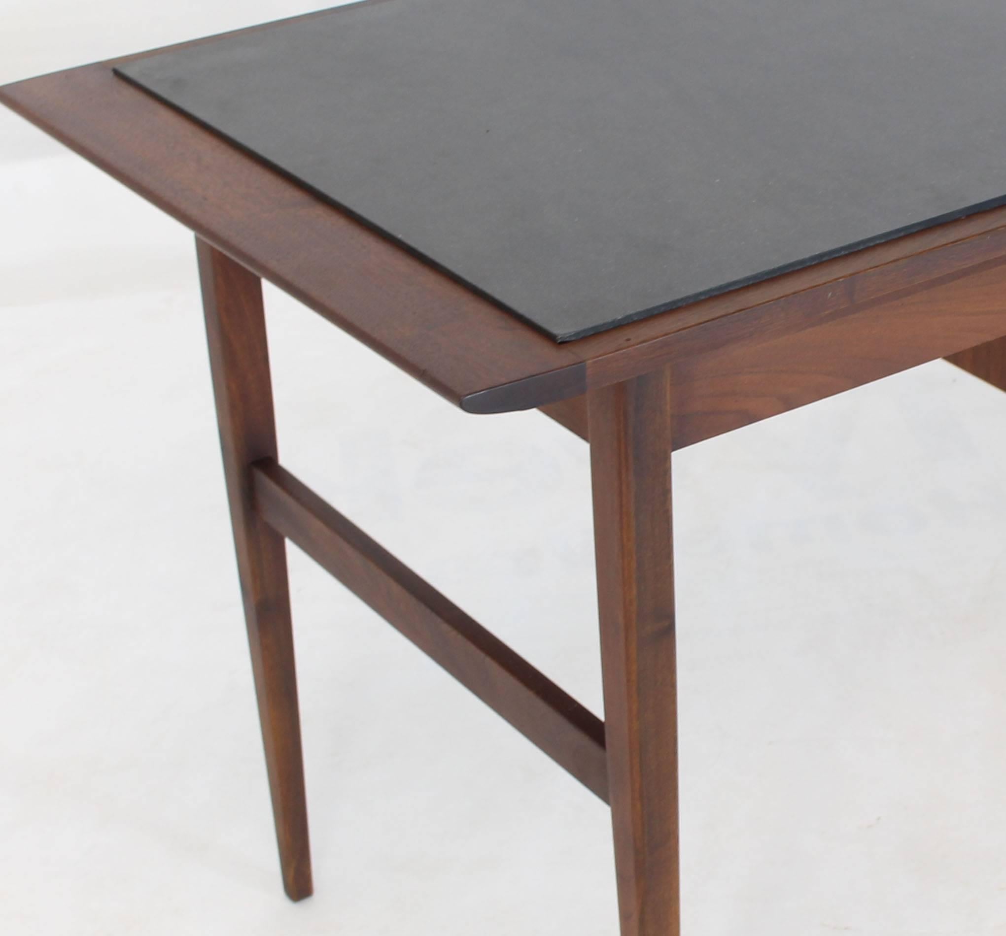American Medium Small Danish Mid-Century Modern Oiled Walnut Desk with Slate Top