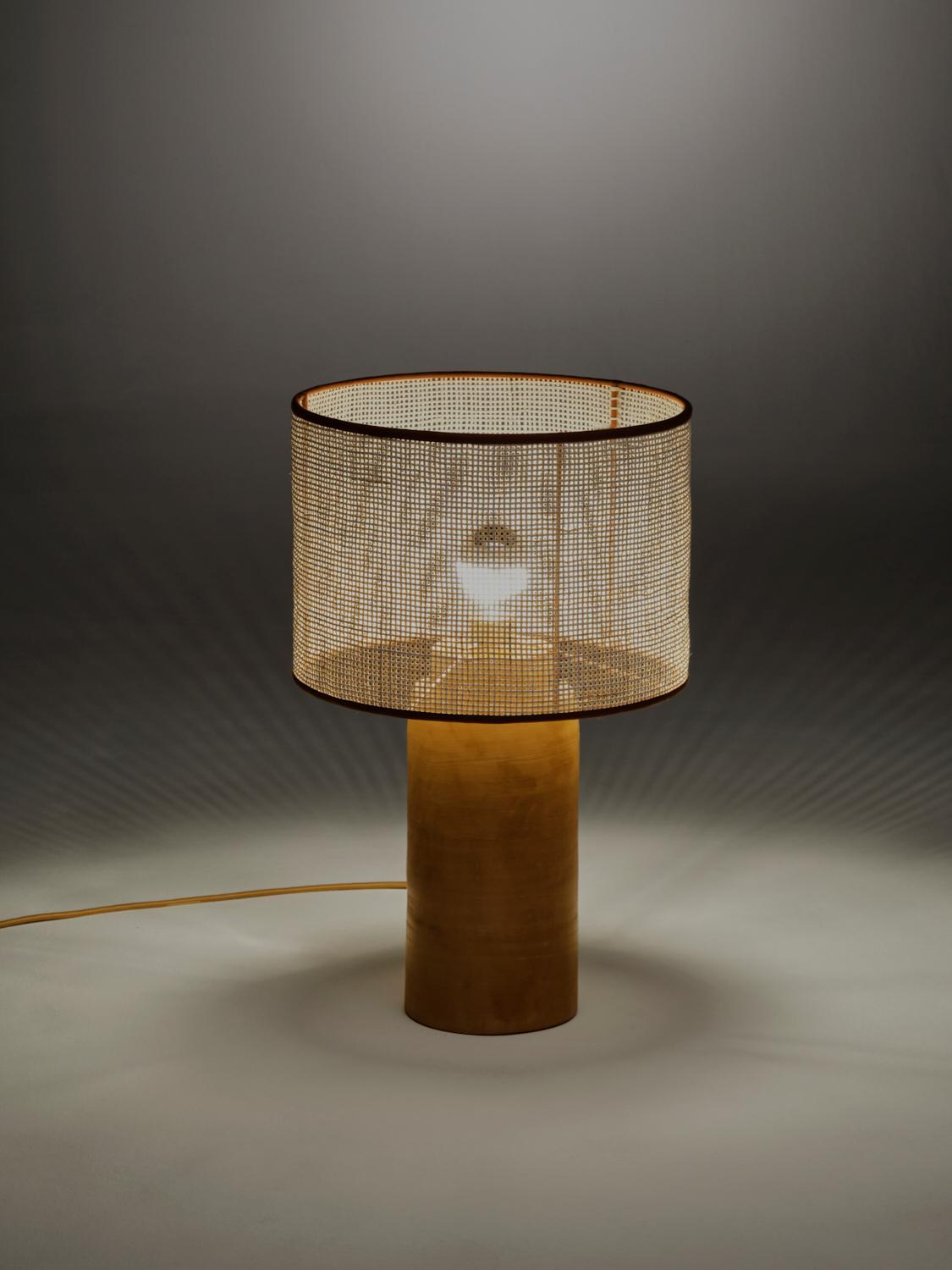 Italian Medium Sonora Rattan Table Lamp by NASSI For Sale