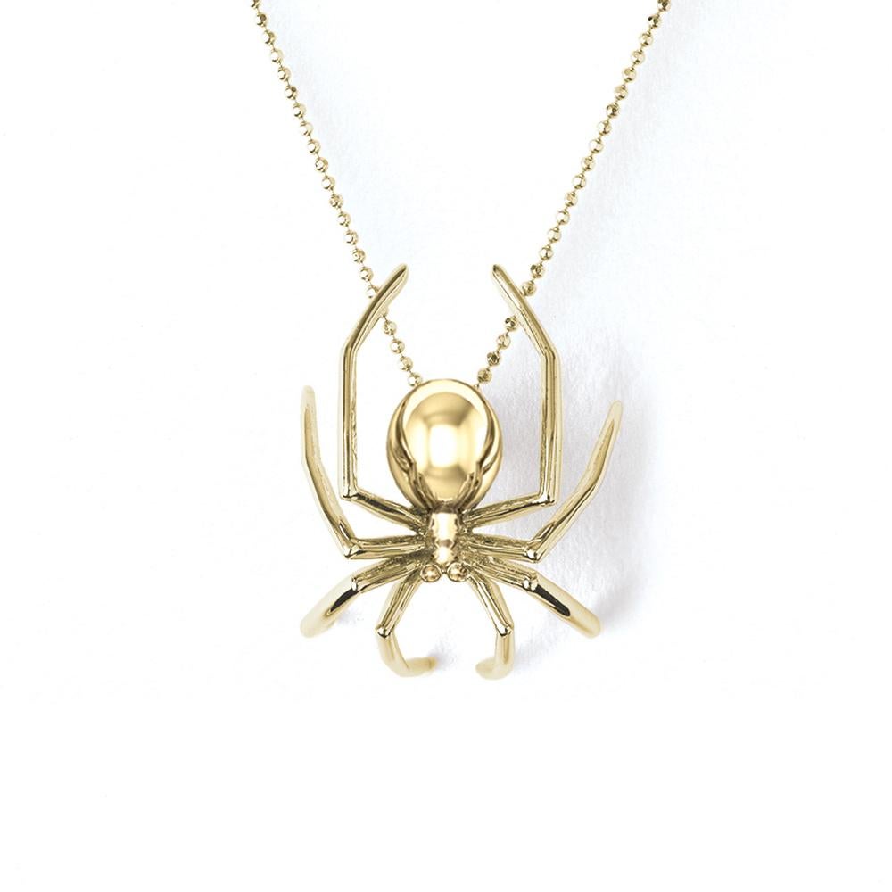 Artist Solid 14k Gold Spider Pendant Necklace Jherwitt jewelry For Sale