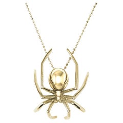 Solid 14k Gold Spider Pendant Necklace Jherwitt jewelry