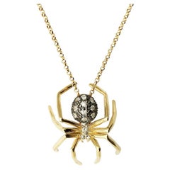 14k Gold Black Rhodium Diamonds Medium Spider Pendant Necklace Jherwitt jewelry