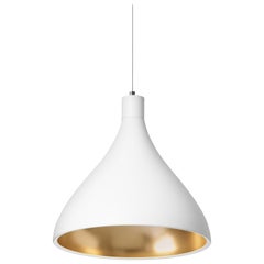 Medium Swell String Pendant Light in White and Brass by Pablo Designs