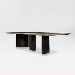 Large Two-Tone Sycamore Wood Modern Dining Table with Pedestals