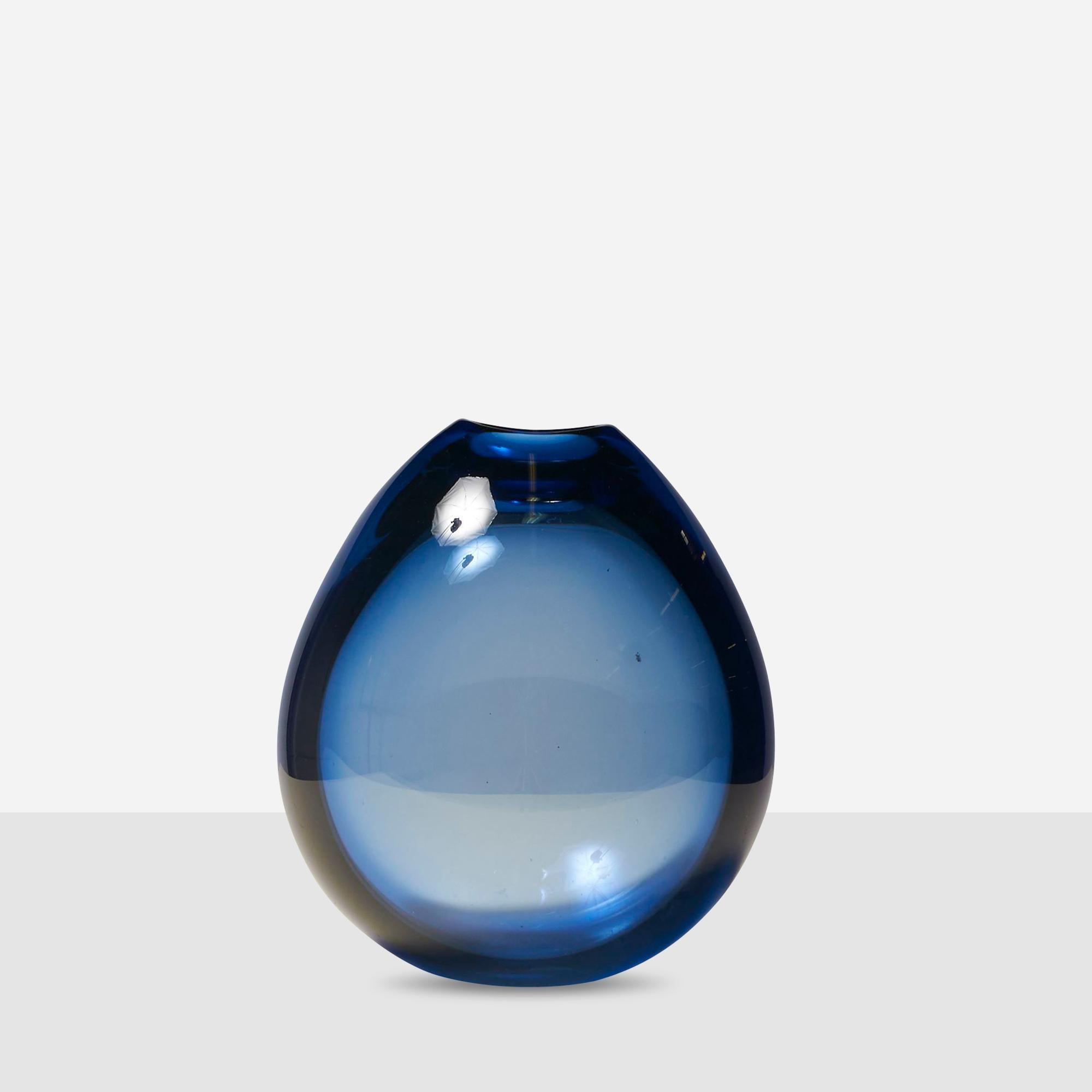 For Holmgaard Glass, a teardrop shaped (sometimes referred to as “Soap Bubble”) vase by Per Lutken. Inscribed on the bottom with date of manufacture and artist’s signature.