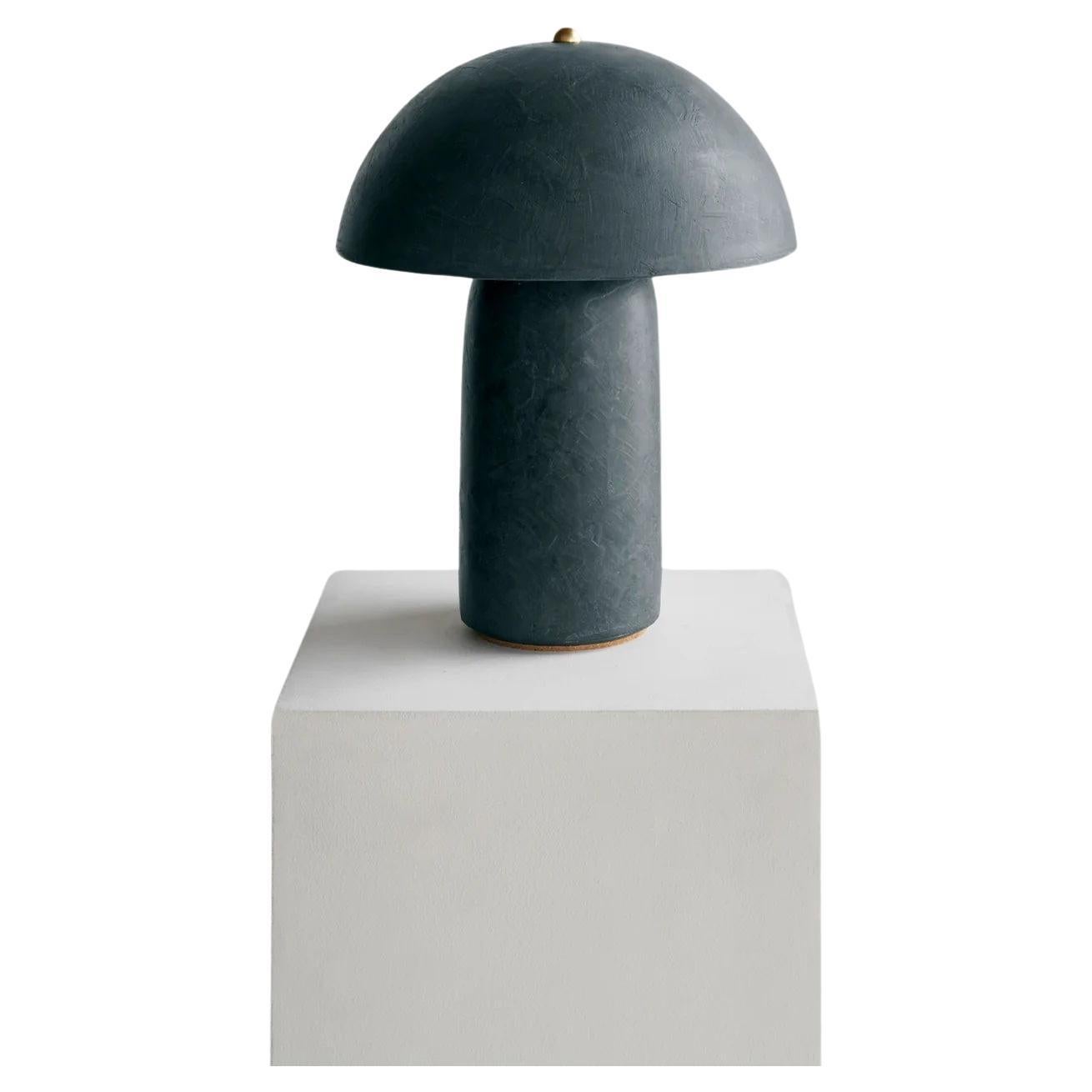 Medium Tera Lamp in Deep Green Lime Plaster by Ceramicah For Sale