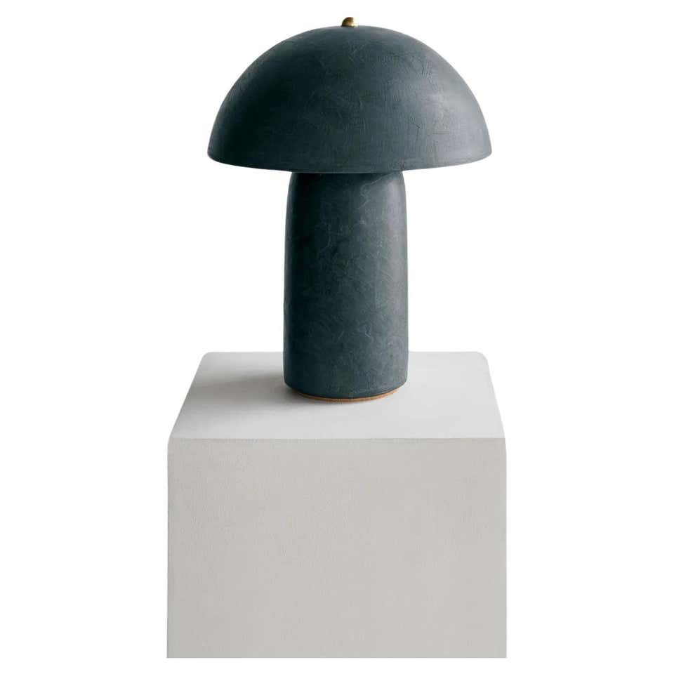 Quicklime Lamp FIN Dome Ceramic Table Lamp, Hand Built, Green Satin Glaze, by Kalin ...