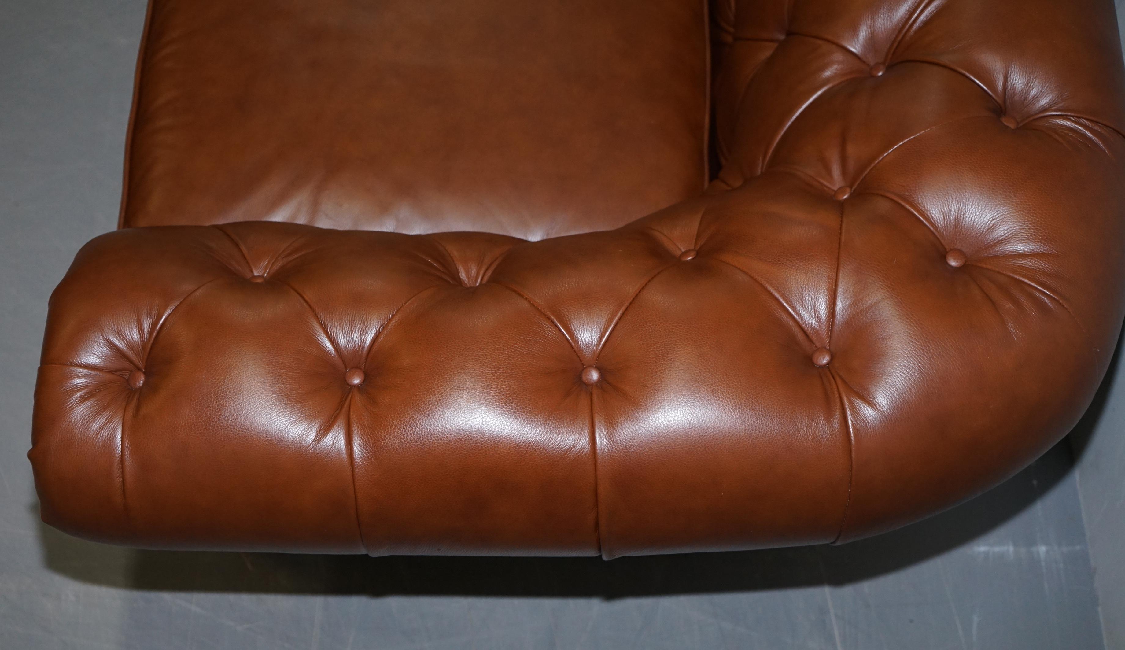 Medium Tetrad Made in England Brown Leather Chesterfield Sofa Part of Full Suite 3