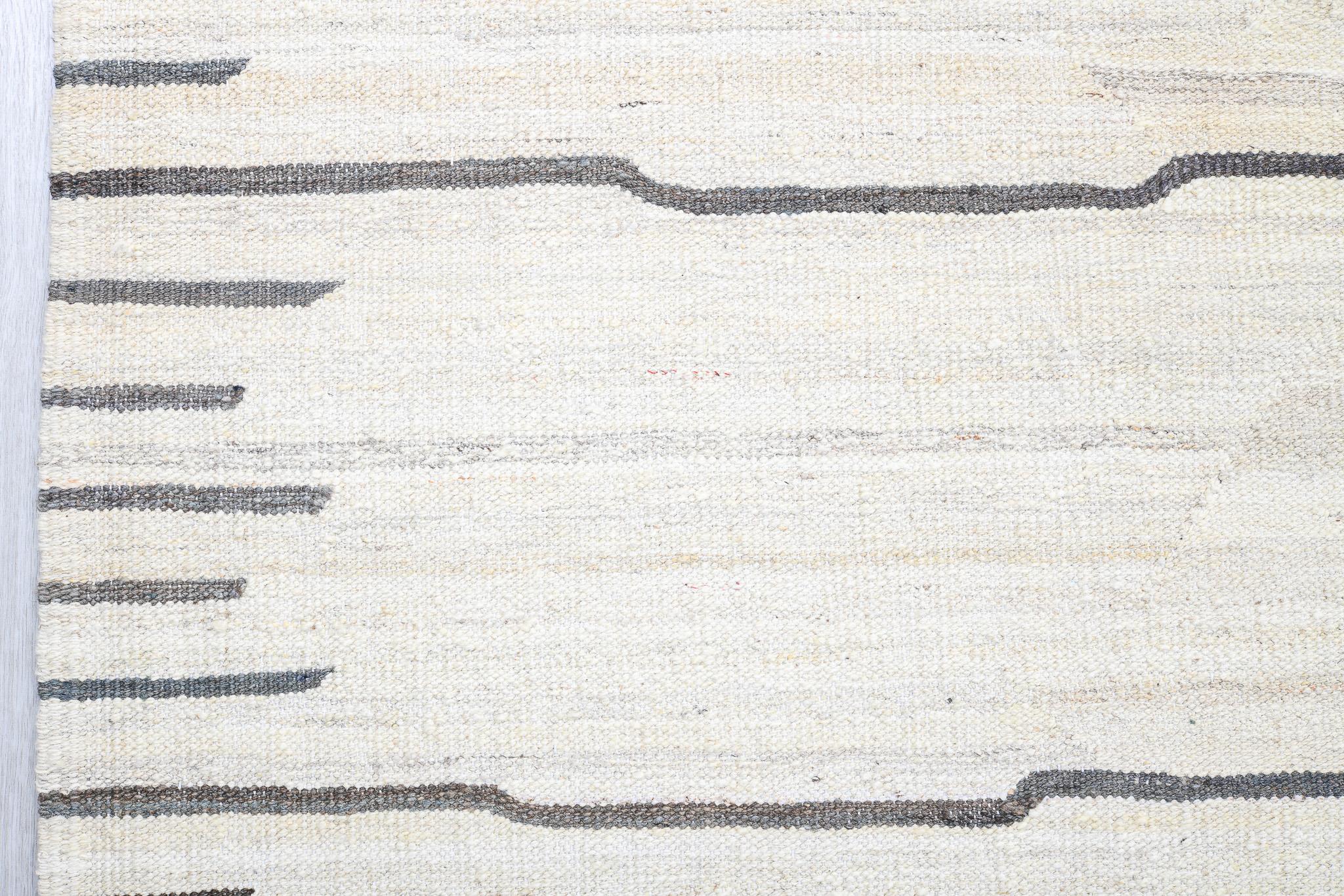 Wool Medium Tight Stripe in Cloud Grey For Sale