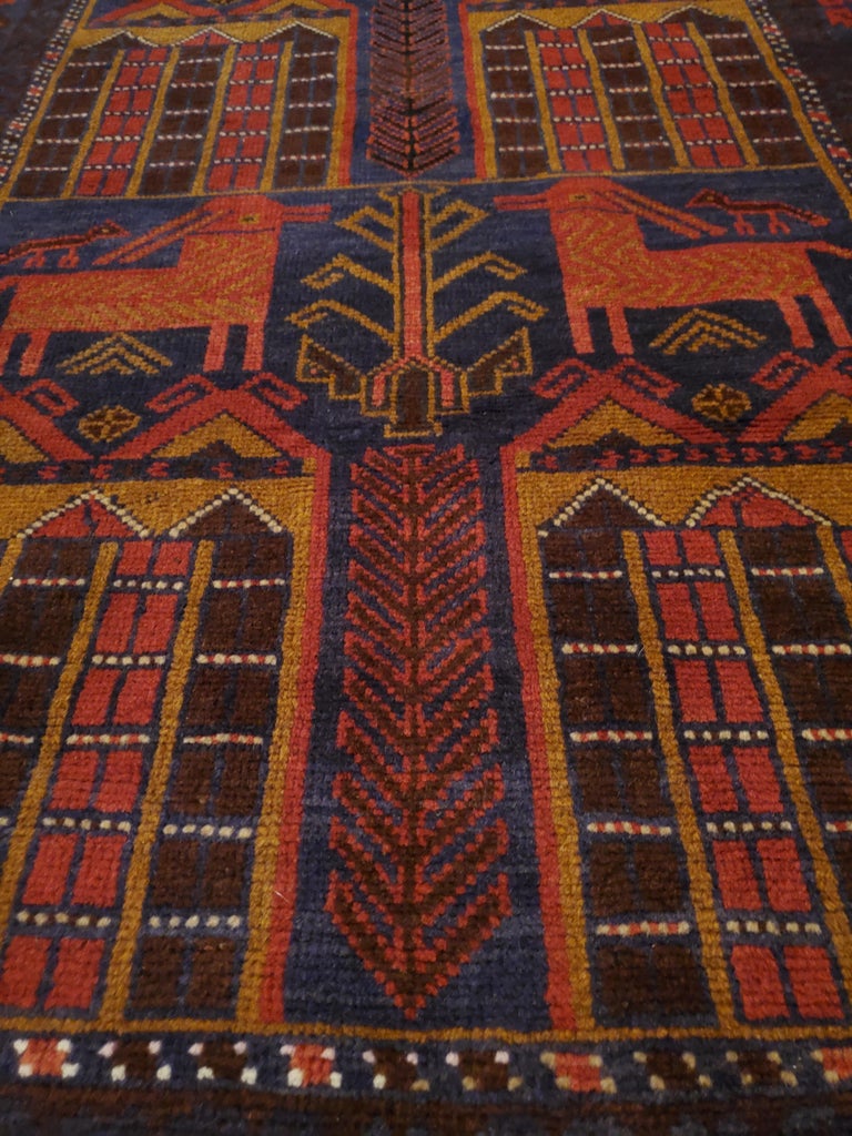 Hand-Woven Medium to Large Size Afghan Area Carpet / Rug, Colorful / 11NO For Sale
