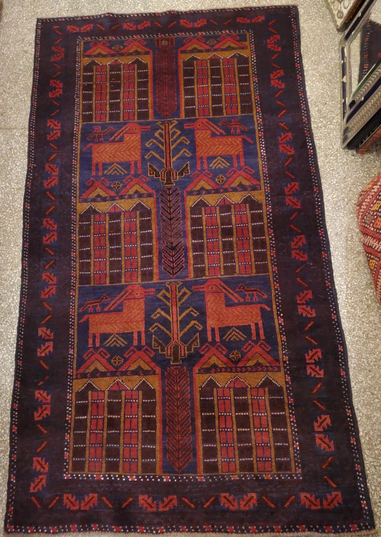 Contemporary Medium to Large Size Afghan Area Carpet / Rug, Colorful / 11NO For Sale